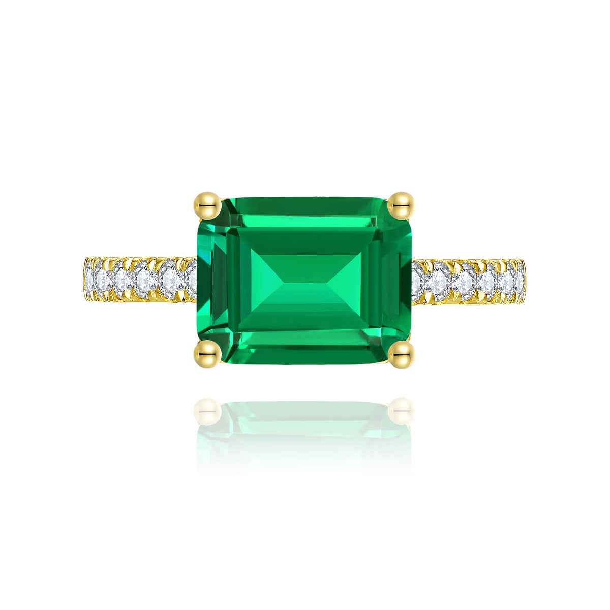 Radiant Lab-Grown Emerald Diamond Ring