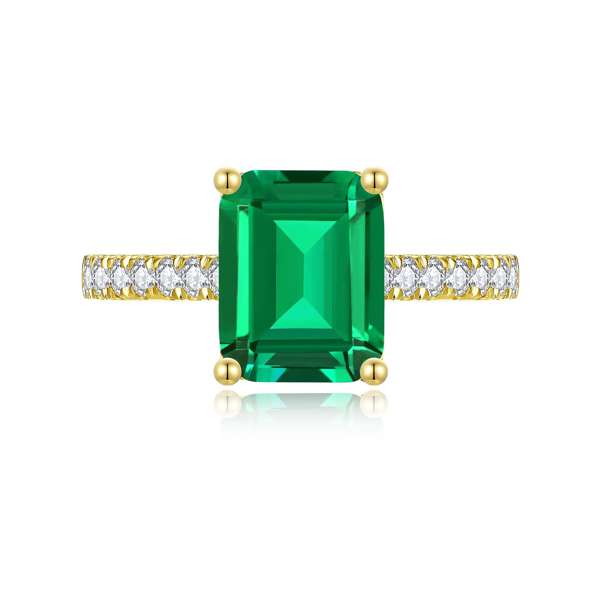 Radiant 3ctw Lab-Grown Emerald Diamond Ring in 14k yellow gold