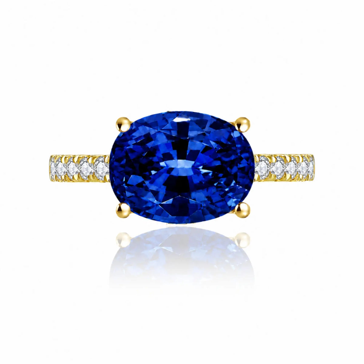 Radiant Oval Lab Grown Sapphire Diamond Ring
