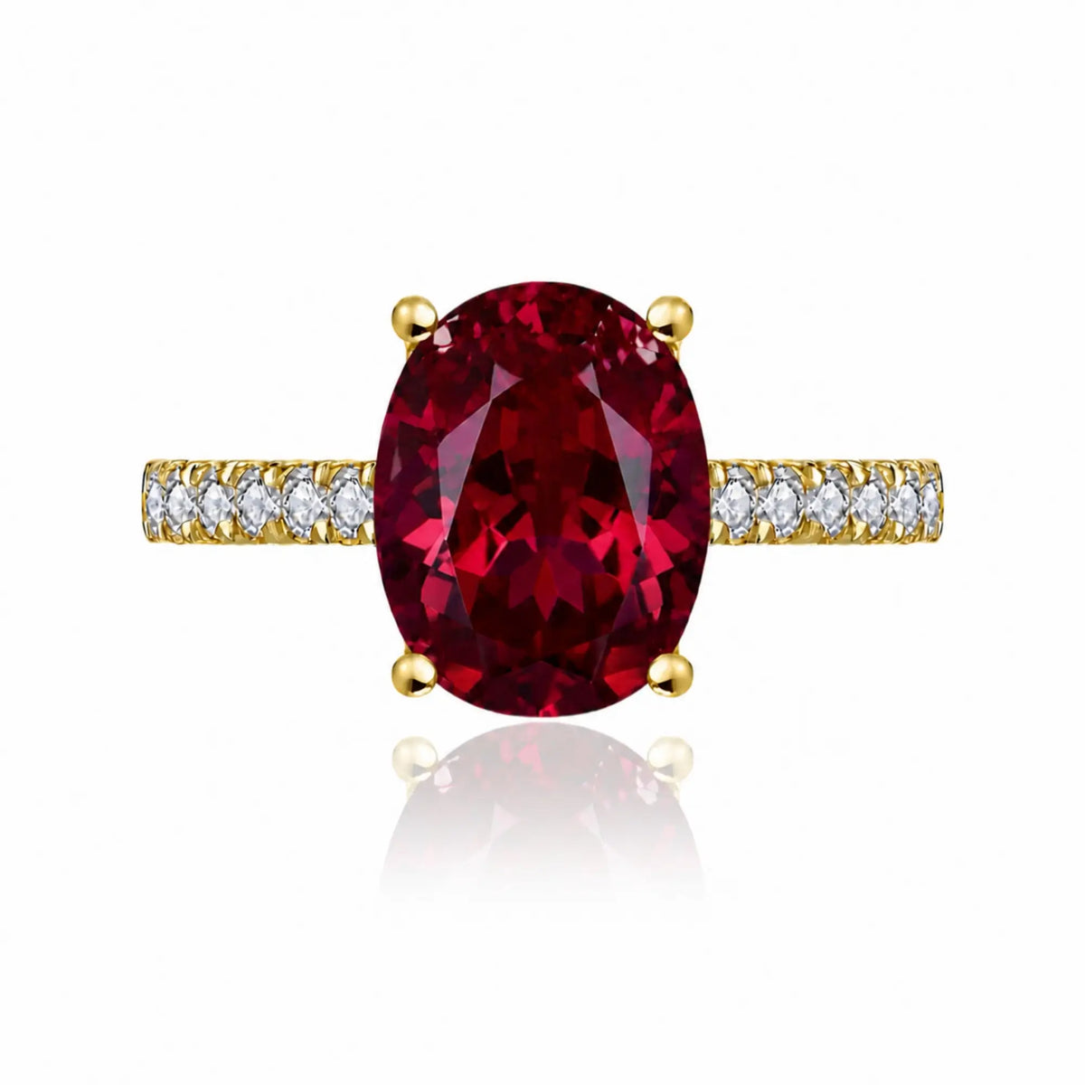 Radiant Oval Lab Grown Ruby Diamond Ring