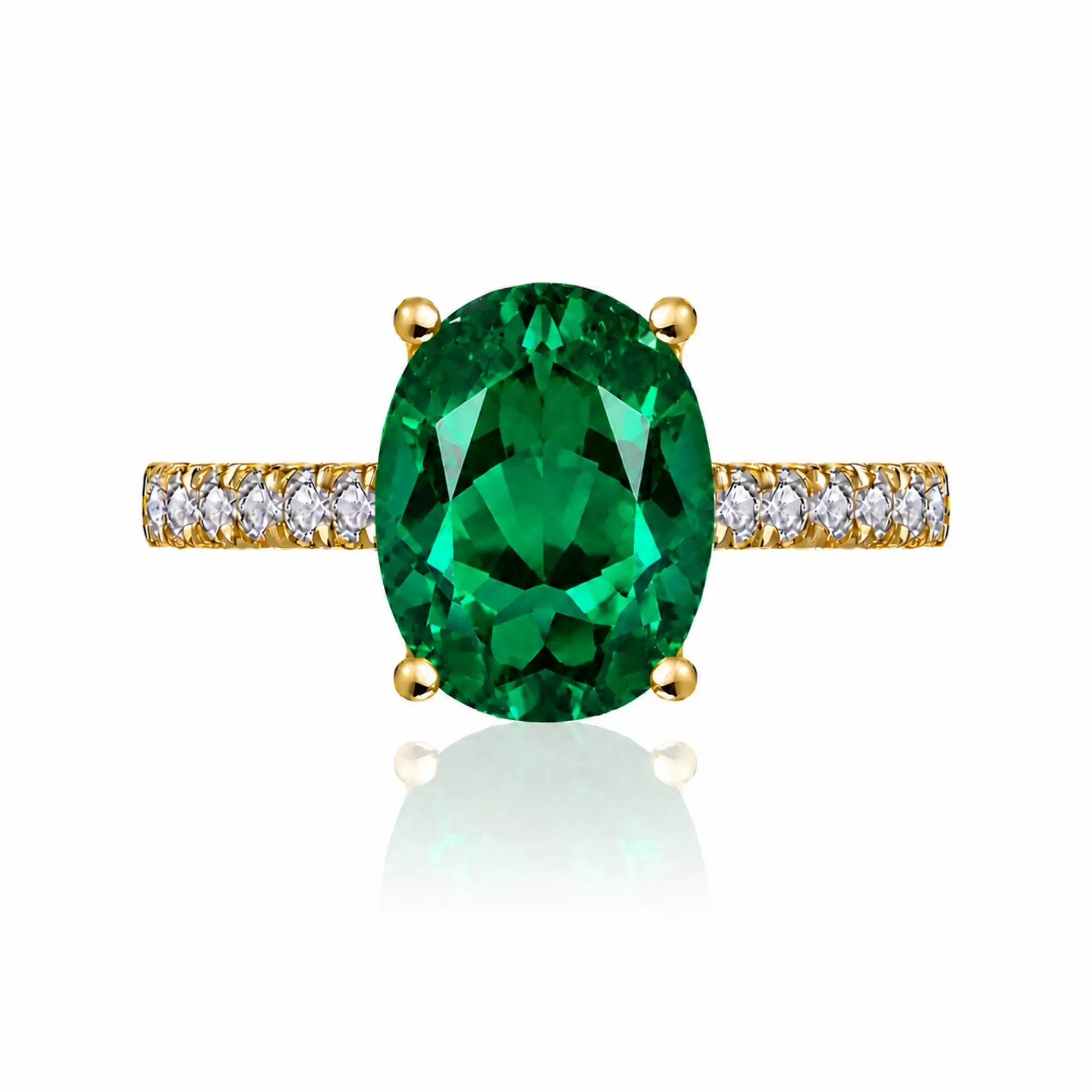 Radiant Oval Lab Grown Emerald Diamond Ring