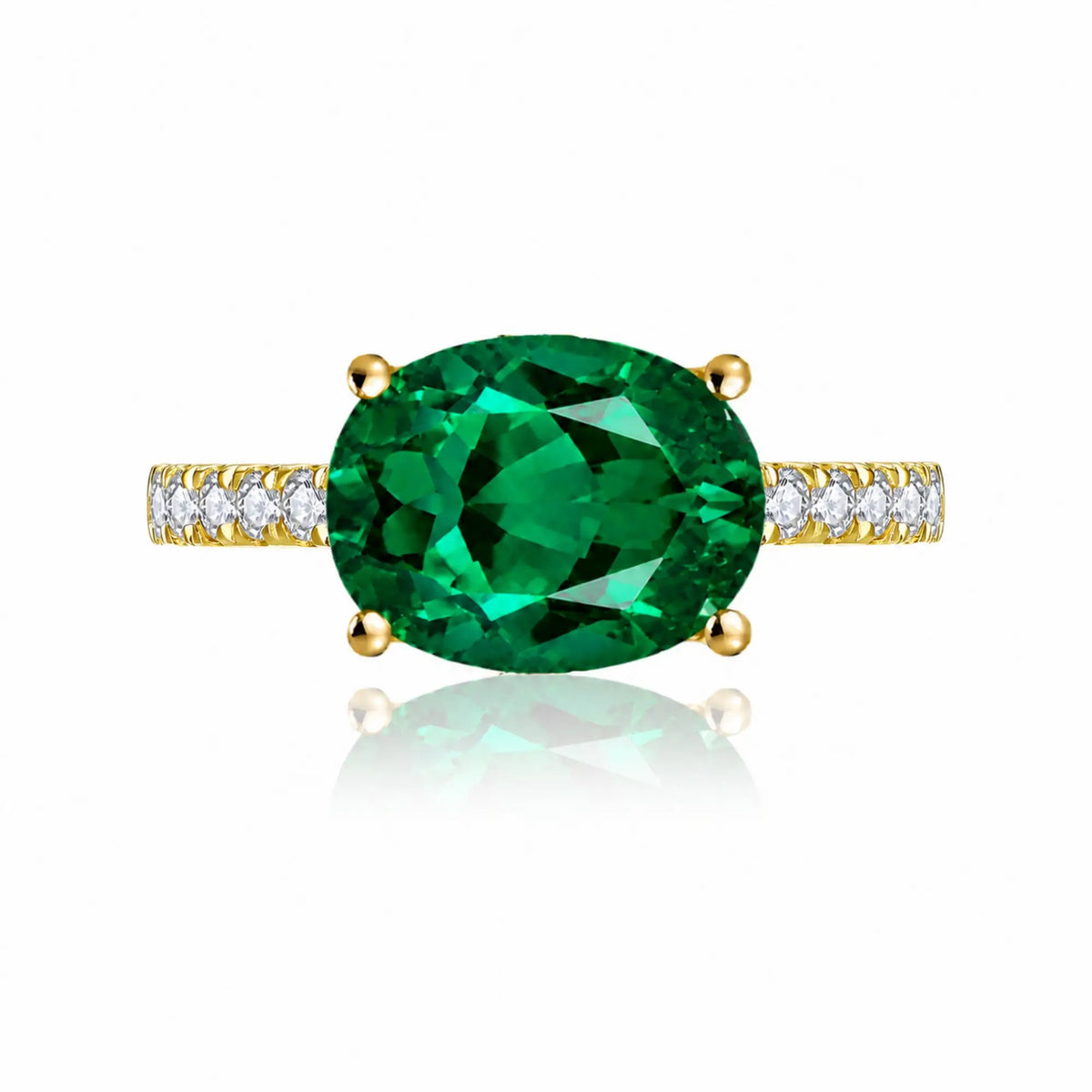 Radiant Oval Lab Grown Emerald Diamond Ring