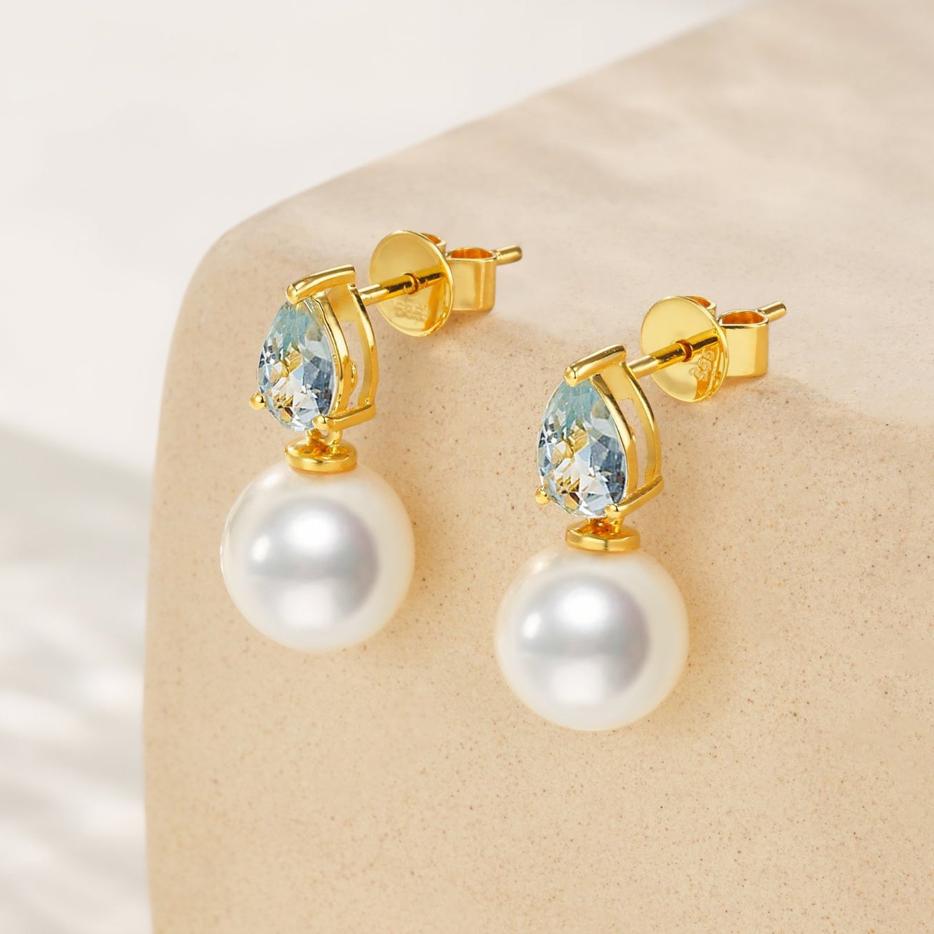 Venus Tears Aquamarine Pearl Convertible Earrings