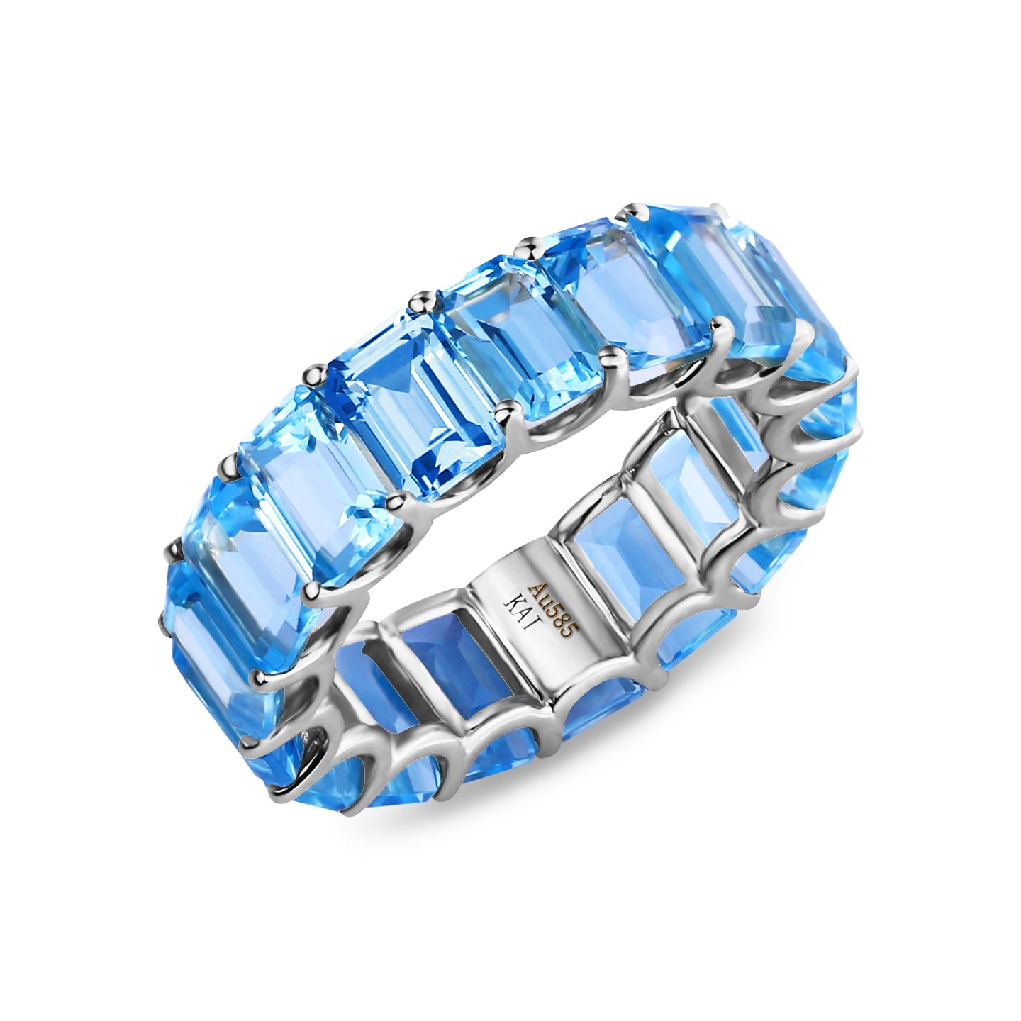 Nora Emerald-Cut Topaz Eternity Ring