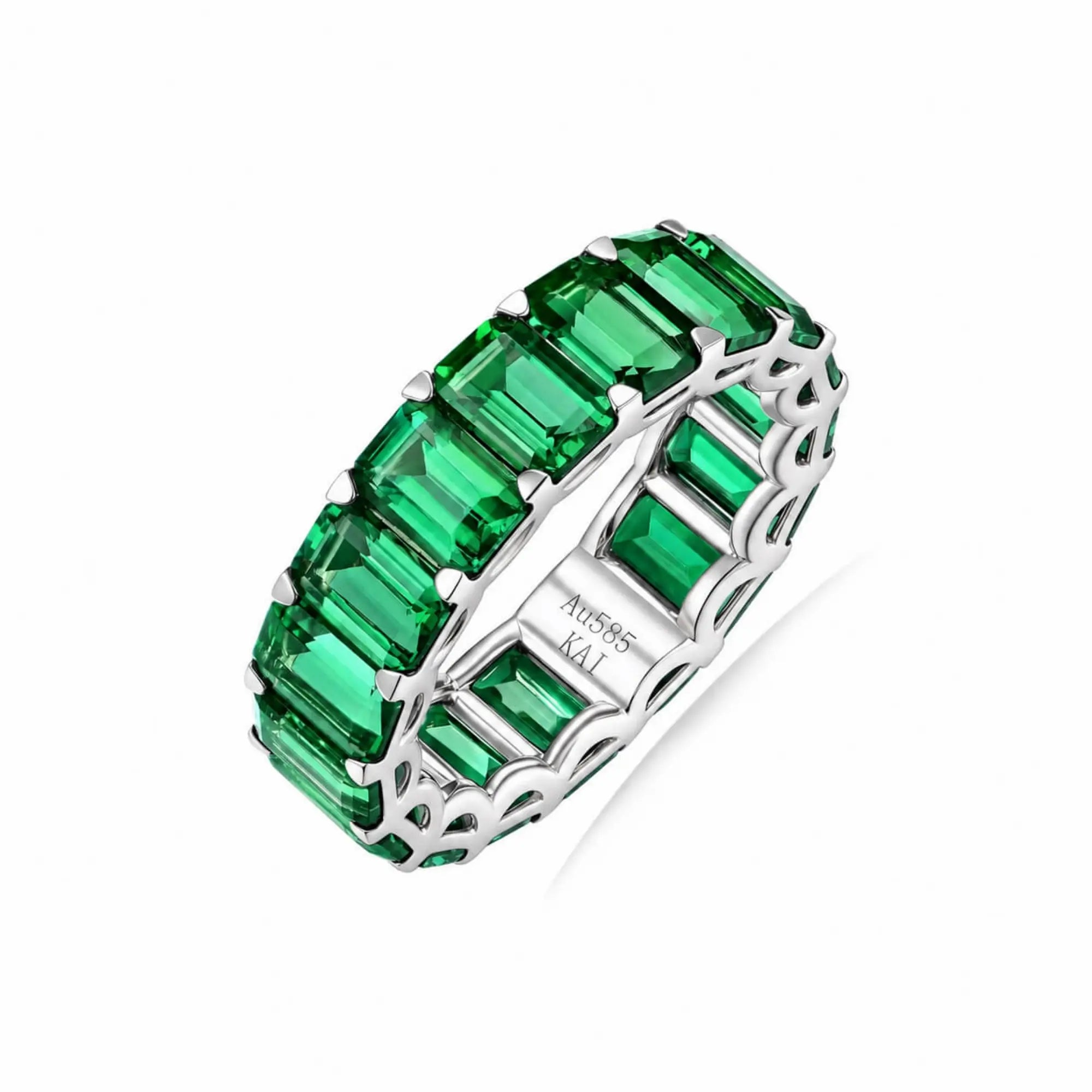Nora 9.50ctw Lab Grown Emerald Eternity Ring in 14k white gold