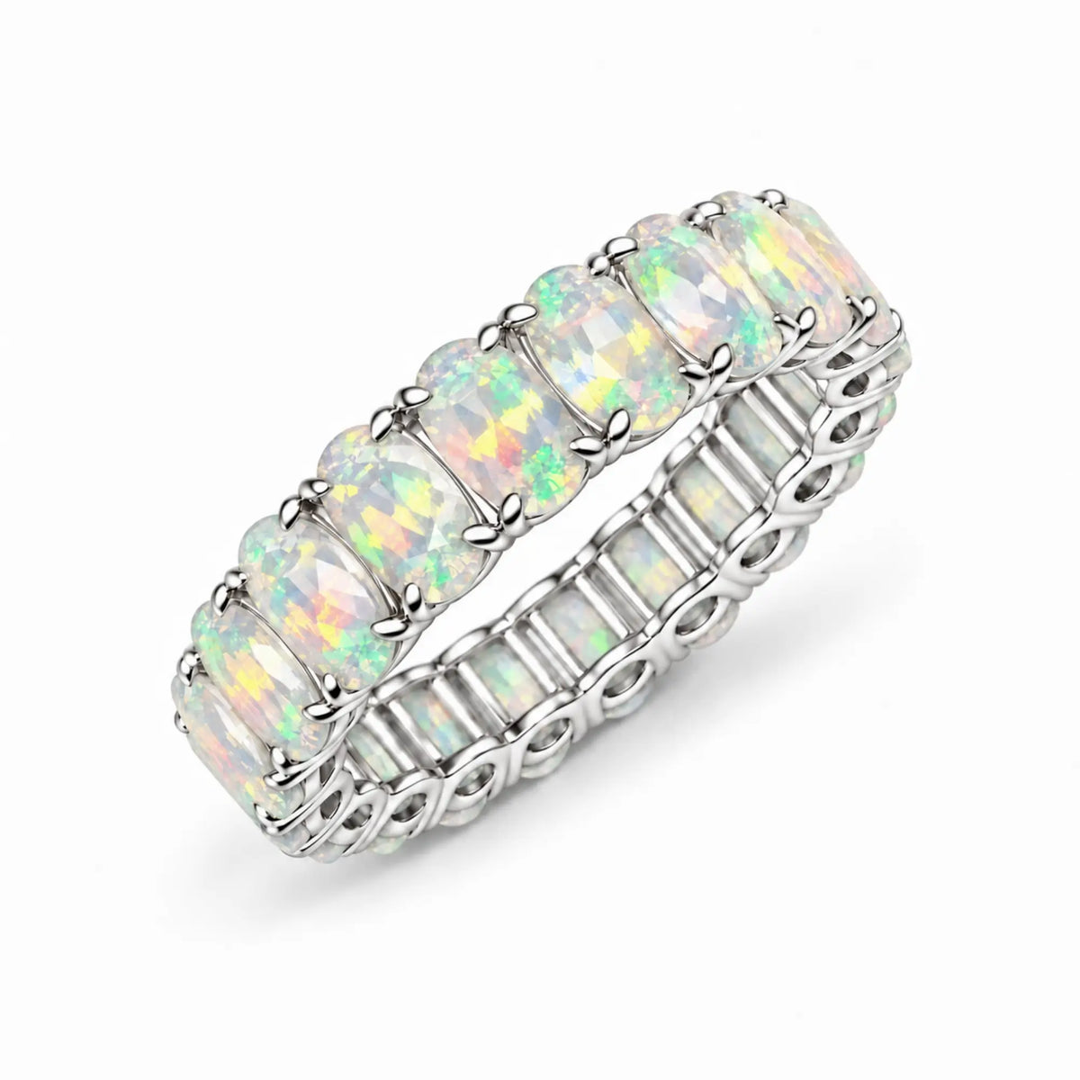 Nora 3.5 ctw Oval Fire Opal Eternity Ring
