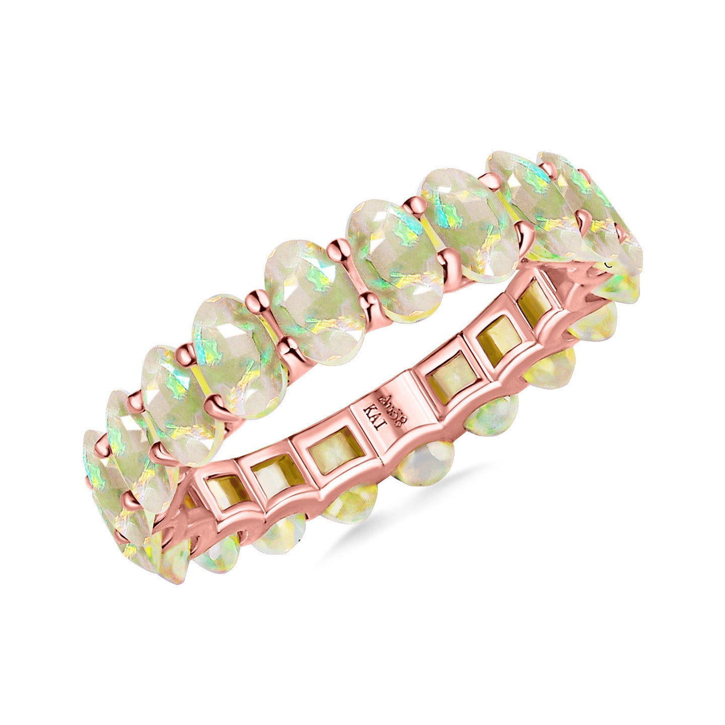 Nora Oval Fire Opal Eternity Ring