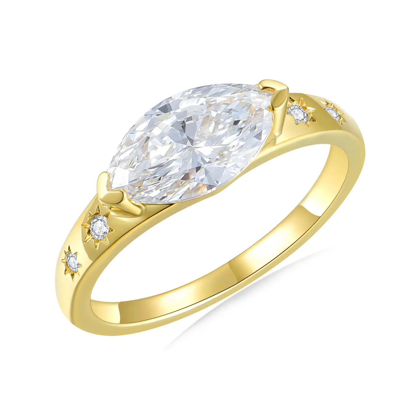 Vintage Starlight Marquise Lab Grown Diamond East-West Ring