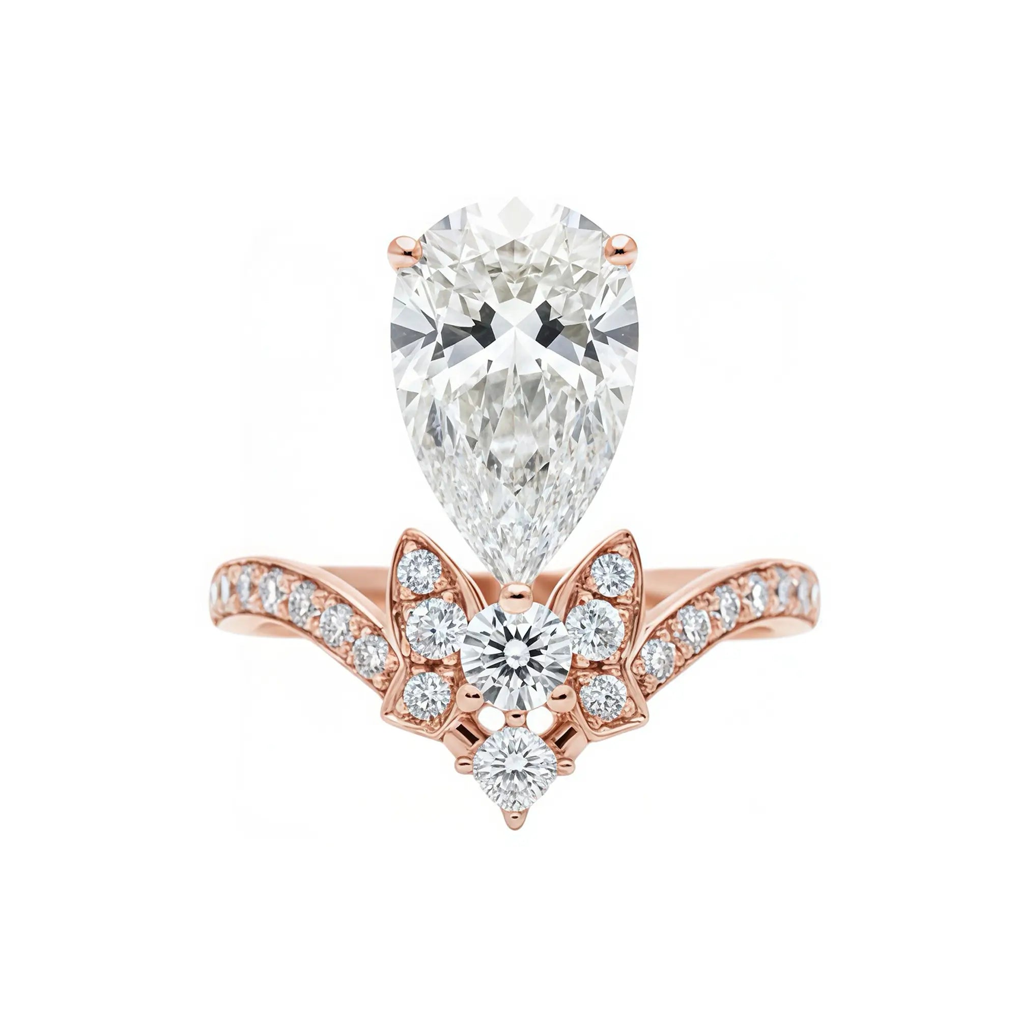 Kai Heirloom Revival Royal Ribbon Pear 2.46ct Lab Diamond Ring in 14k rose gold