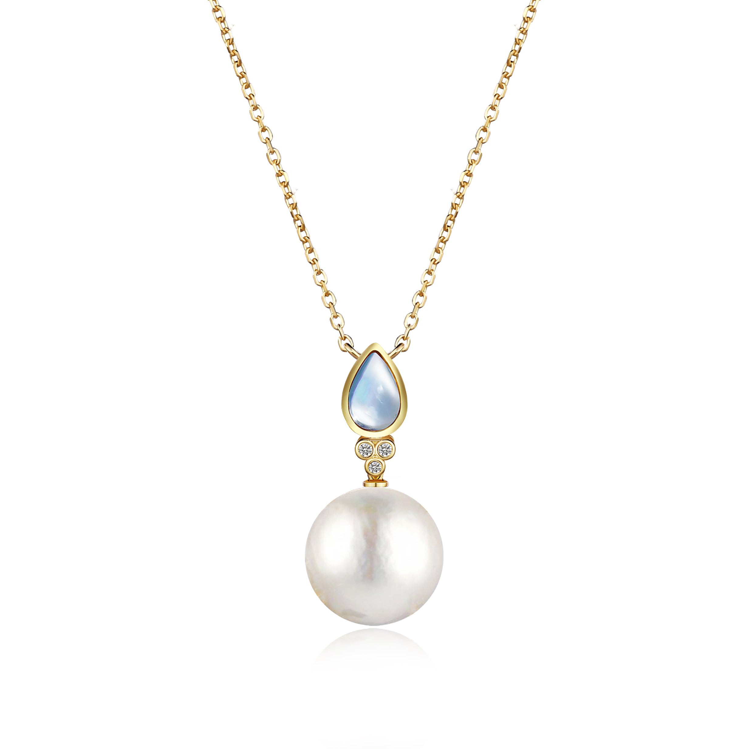 Ayla Pear-Shaped Moonstone Diamond Necklace