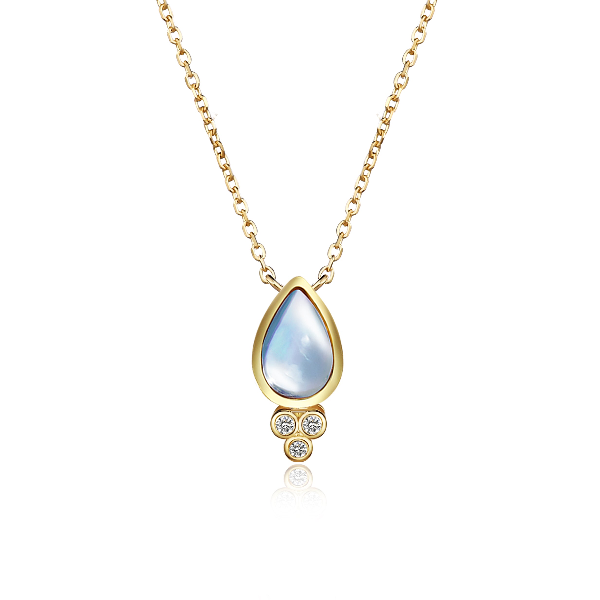 Ayla Pear-Shaped Moonstone Diamond Baroque Pearl Necklace