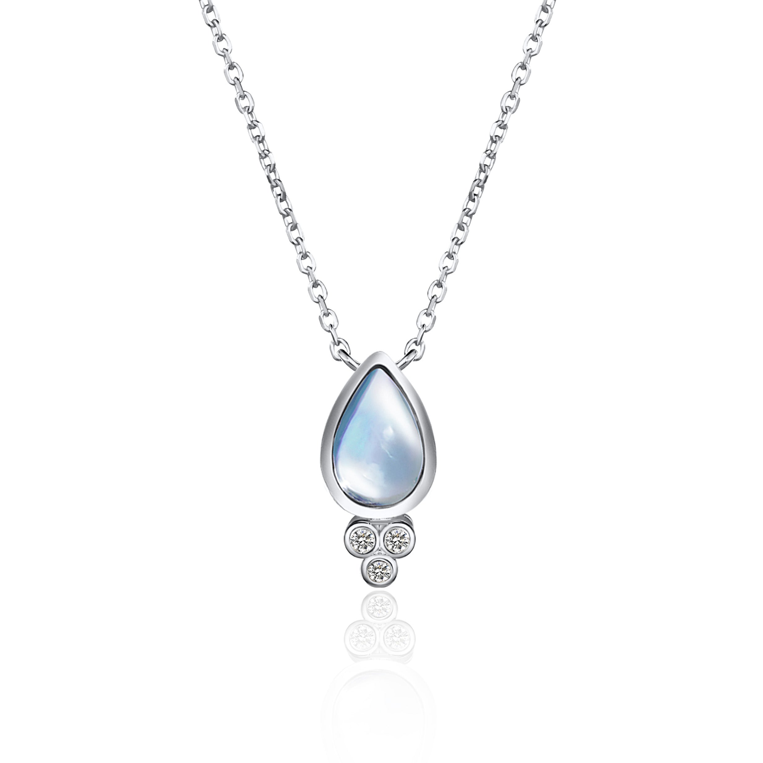 Ayla Pear-Shaped Moonstone Diamond Necklace
