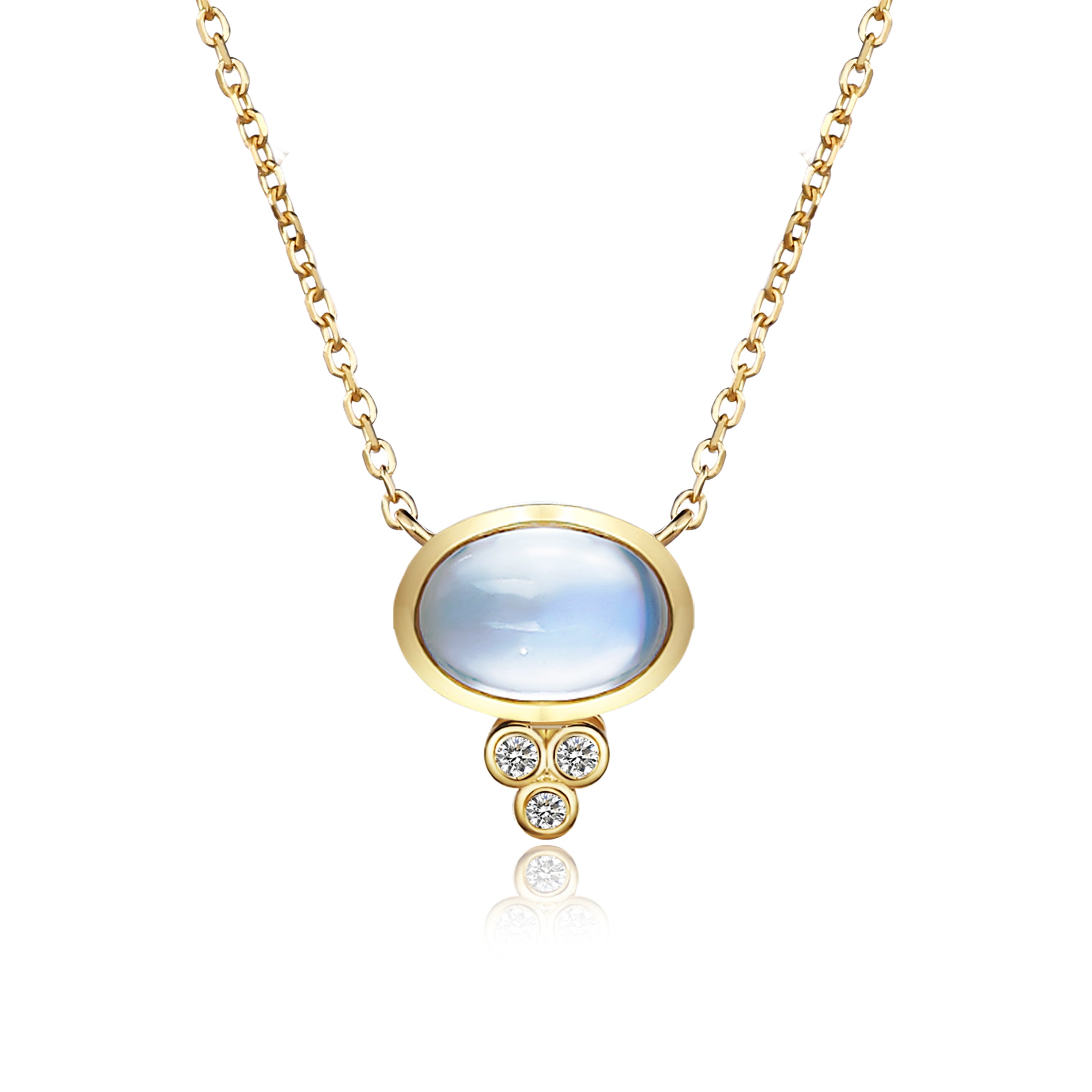 Ayla Oval Moonstone Diamond Baroque Pearl Necklace