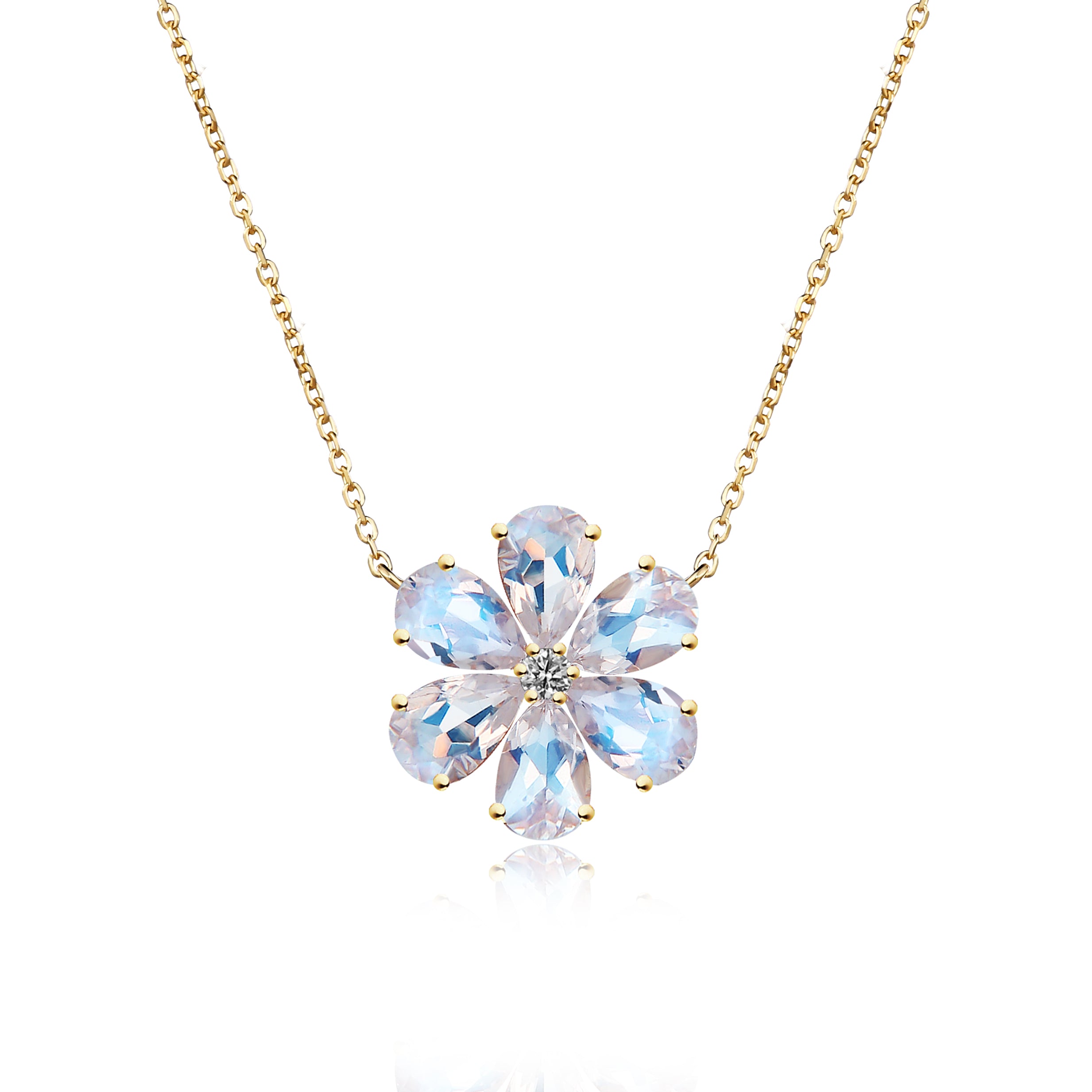 Flora Blossom Moonstone Diamond Necklace