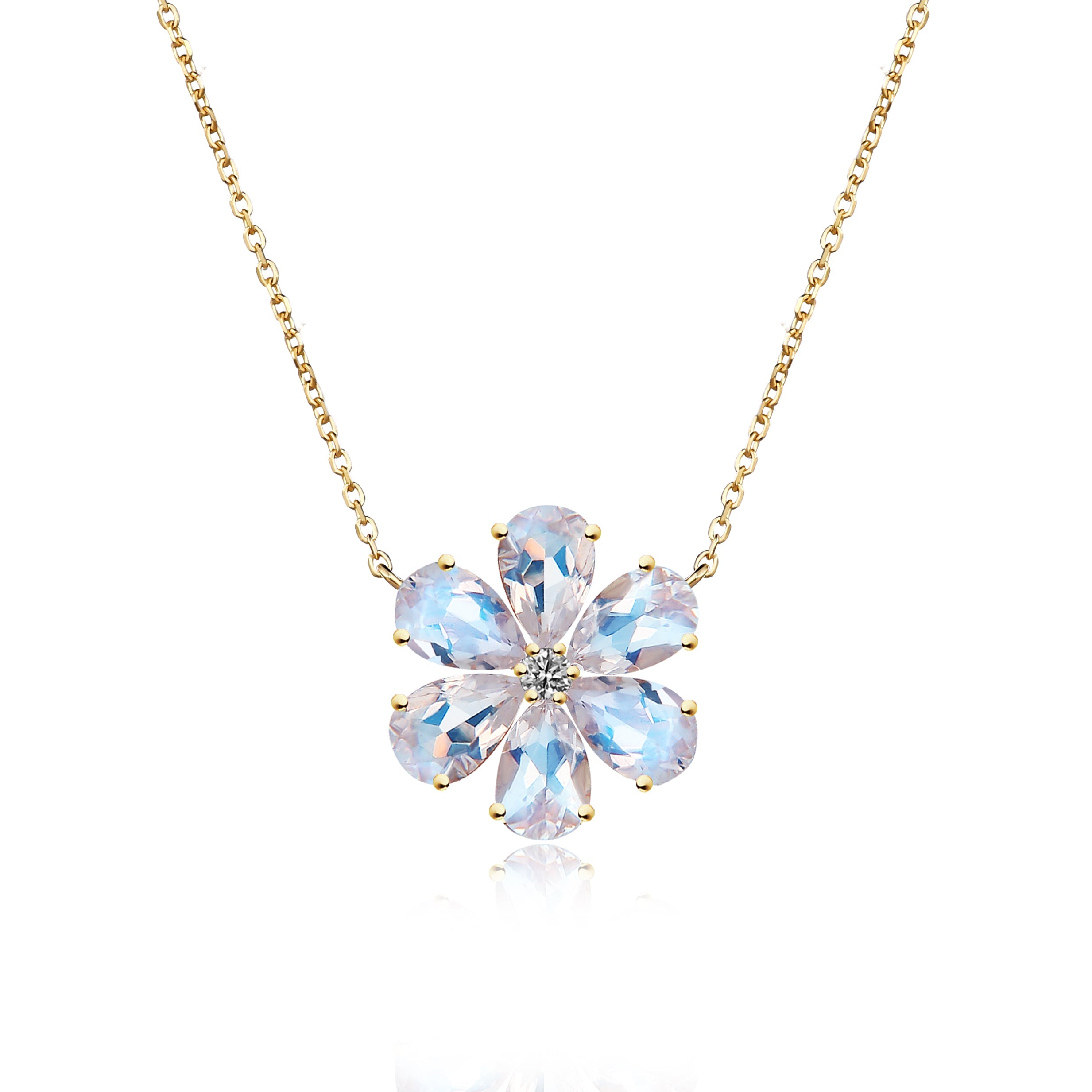 Flora Blossom Moonstone Diamond Baroque pearl Convertible Necklace