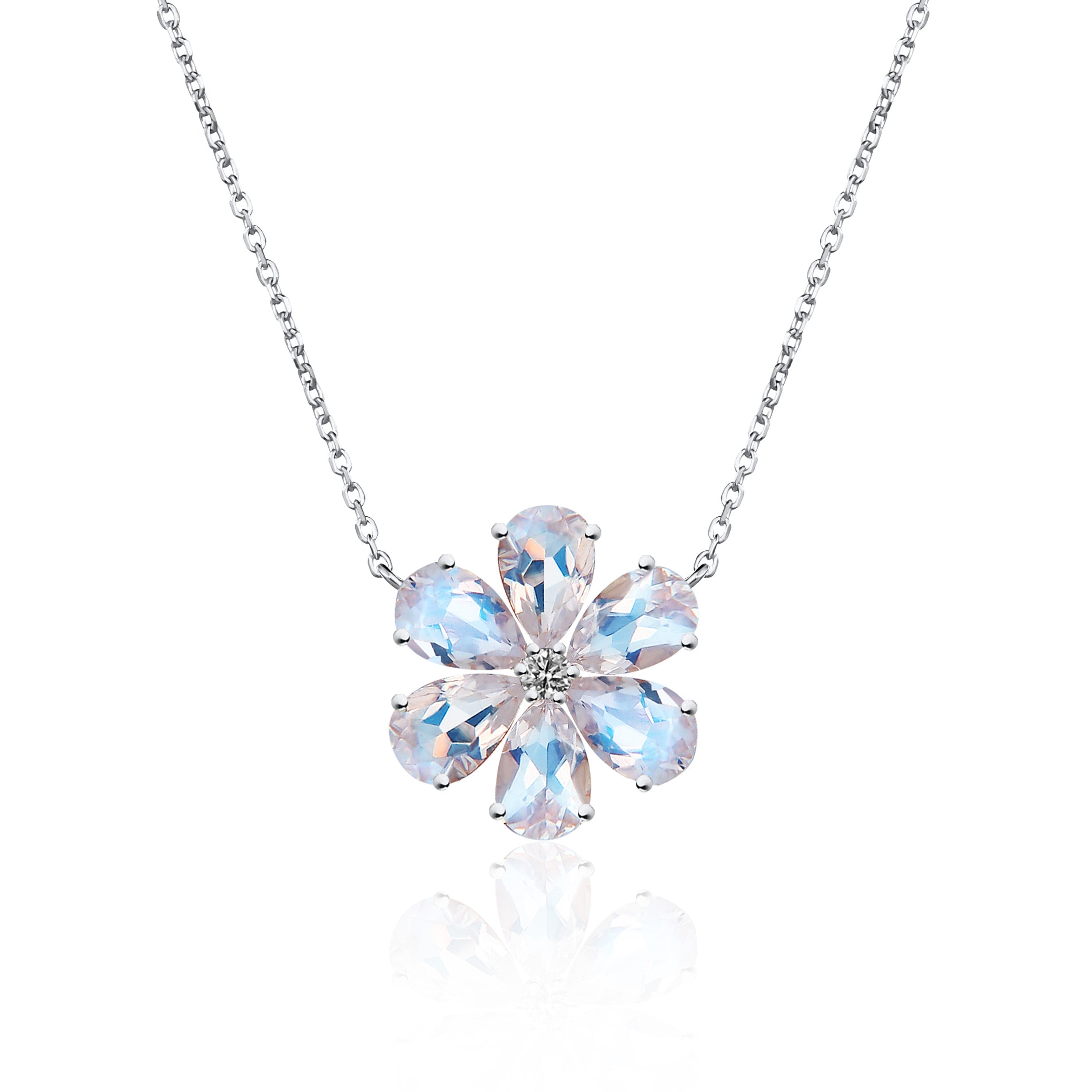 Flora Blossom Moonstone Diamond Necklace