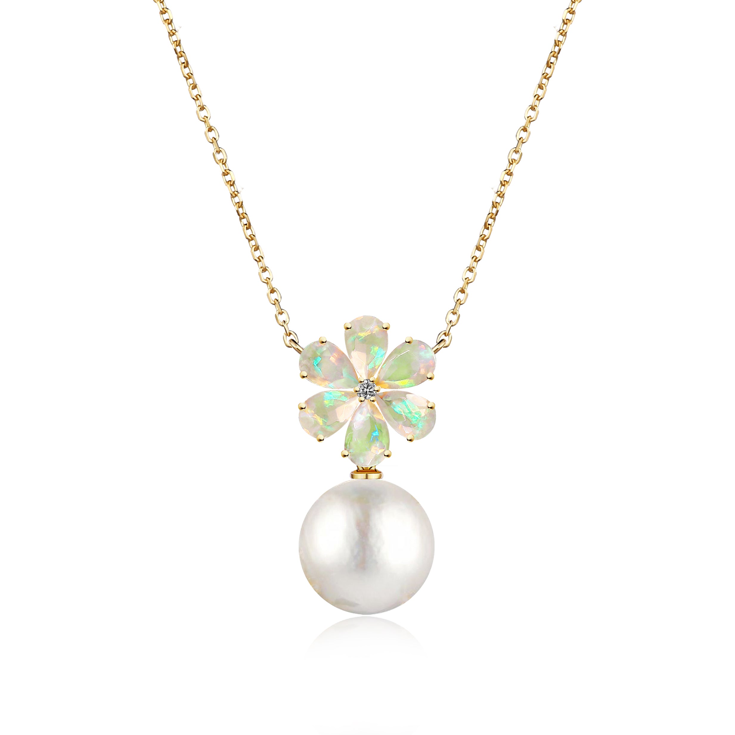 Flora Blossom Opal Diamond Pearl Convertible Necklace