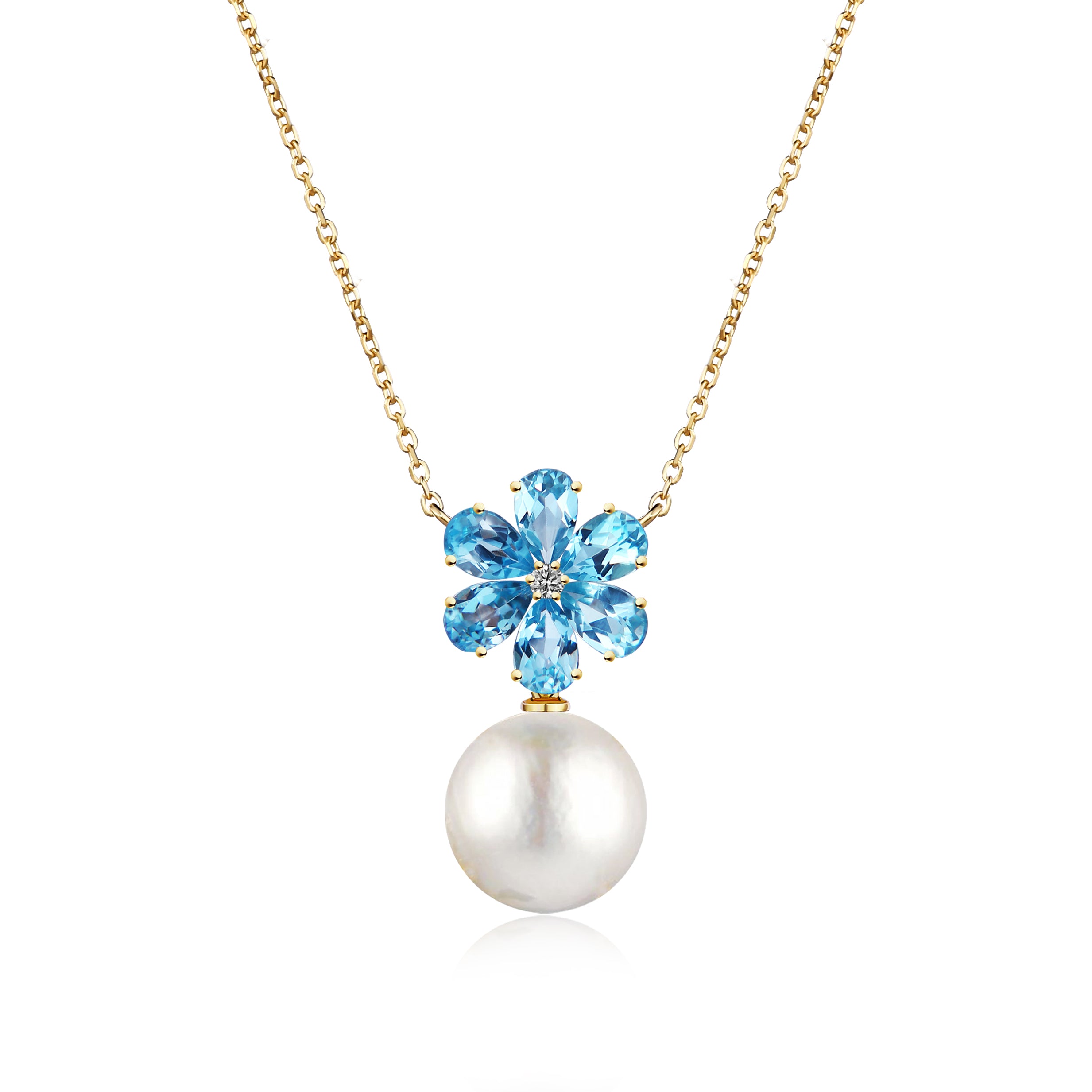 Flora Blossom Topaz Diamond Pearl Convertible Necklace