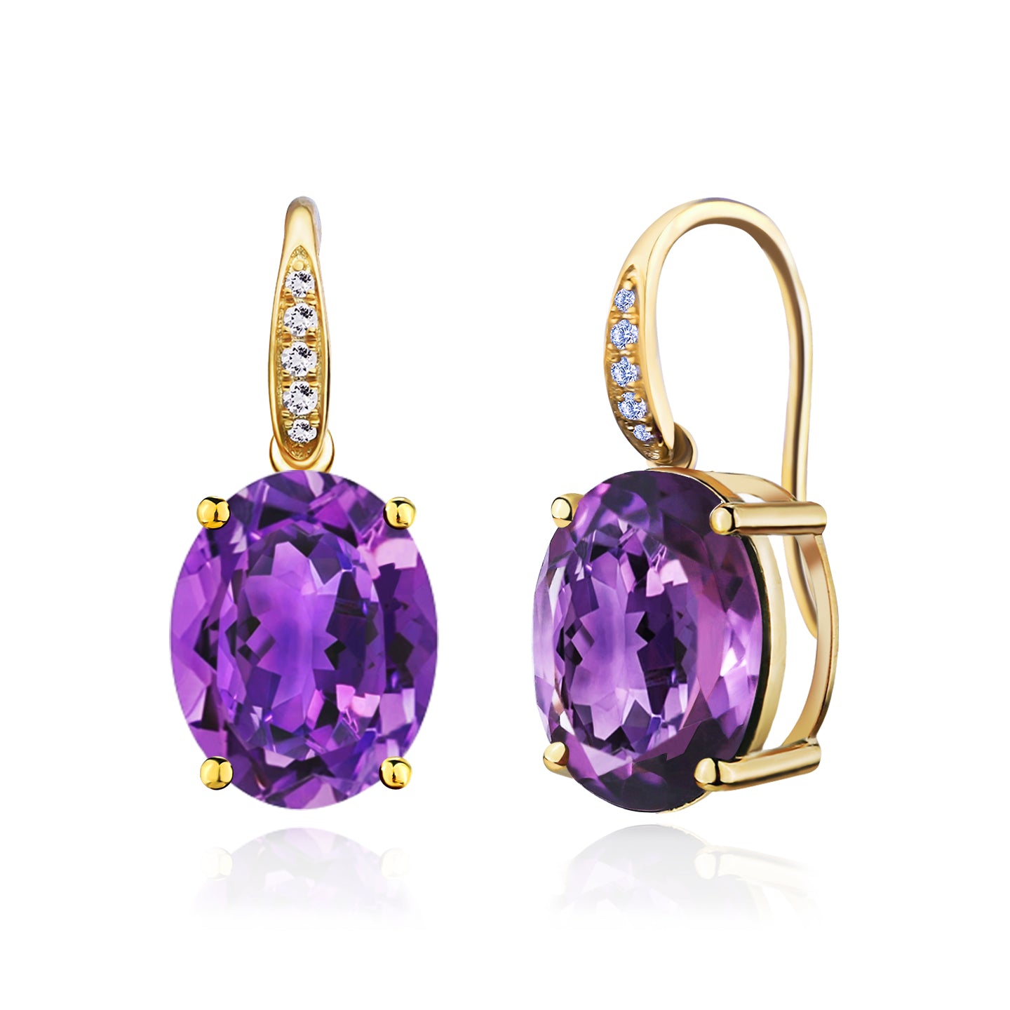 Radiant Oval Amethyst Diamond Pearl Convertible Drop Earrings
