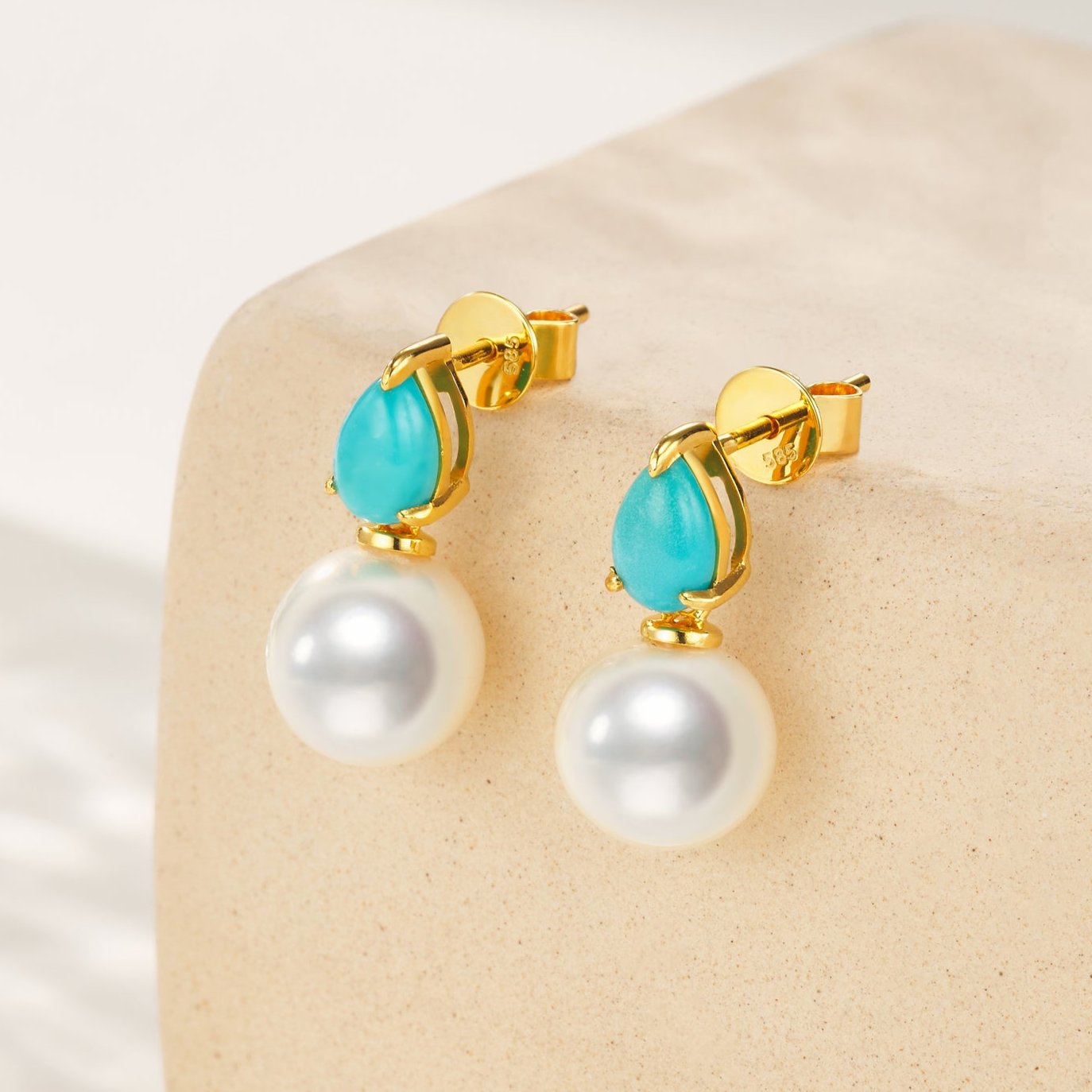 Venus Tears Turquoise Pearl Convertible Earrings