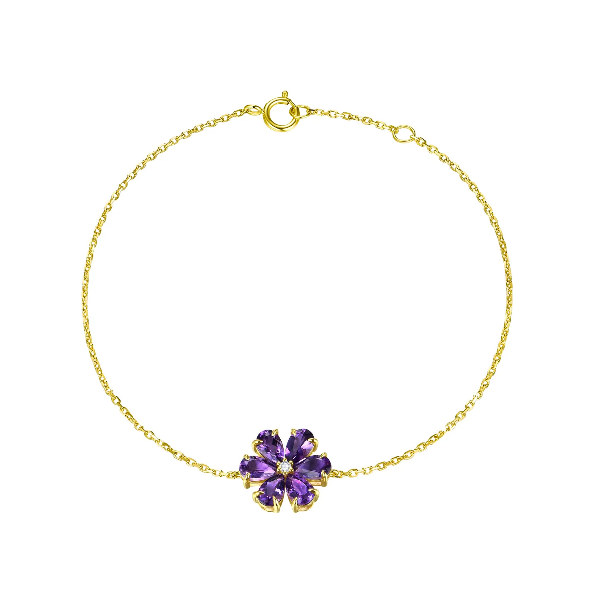Flora Amethyst Diamond Flower Bracelet