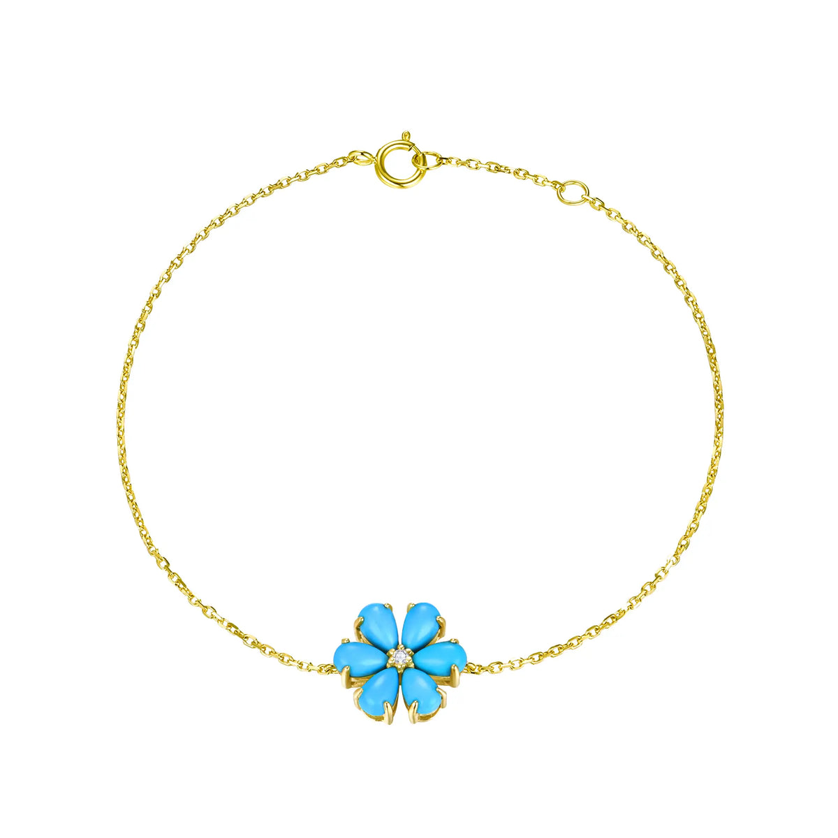Turquoise Diamond Flower Bracelet in 14K – Kai Fine Jewelry