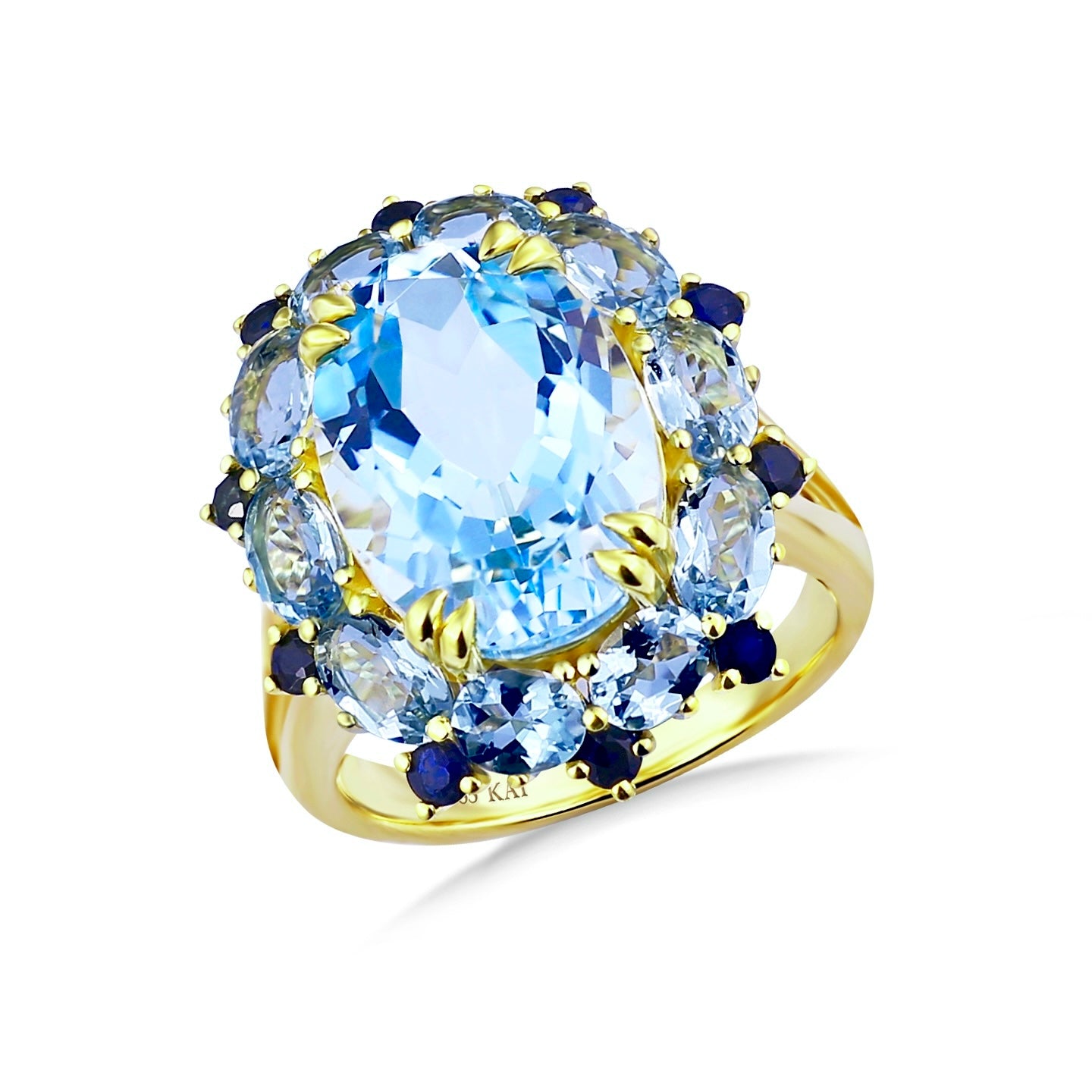 Mira Blue Topaz Aquamarine Sapphire Cluster Ring