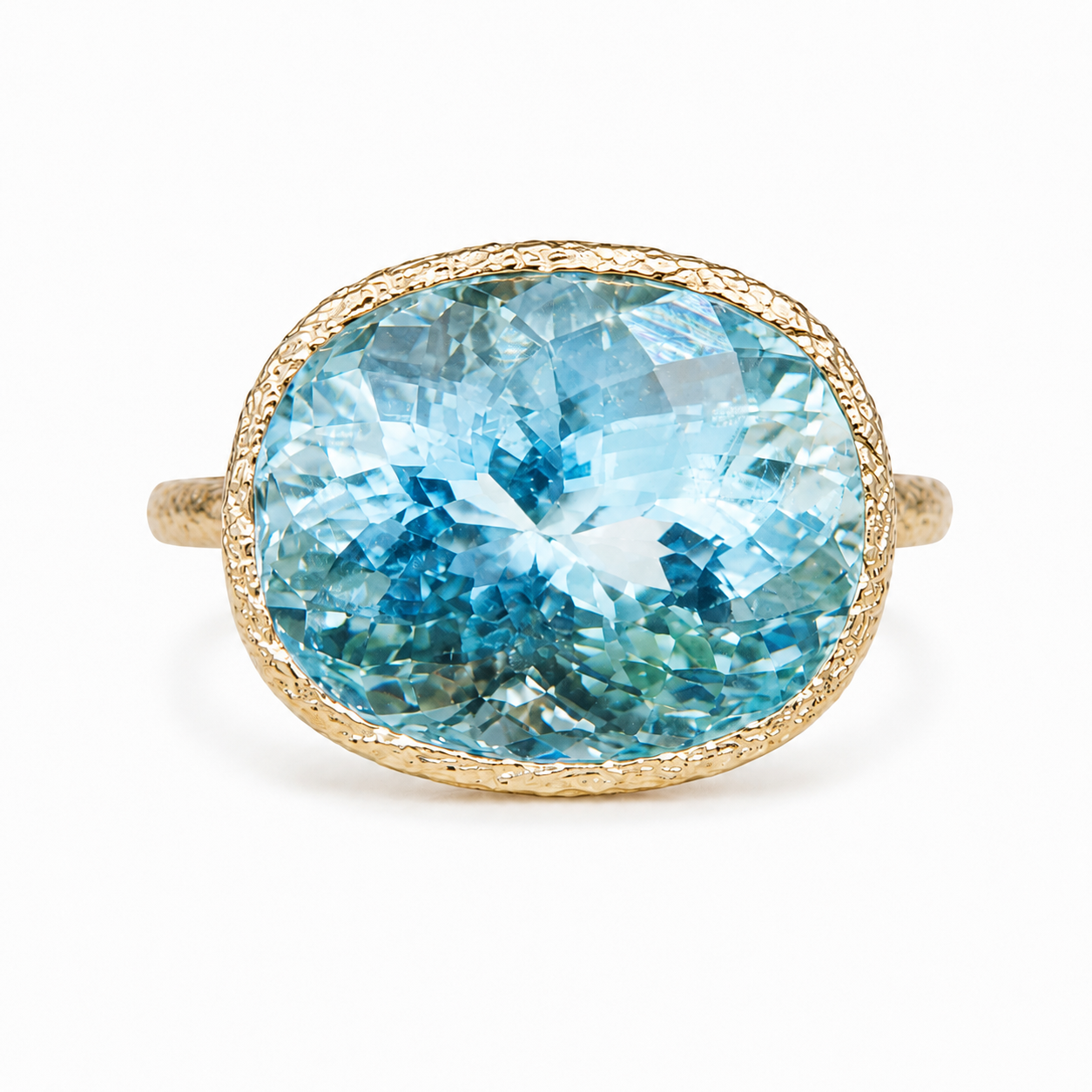 Aria Arch 8.53 ct AIGS Certified Natural Aquamarine East-West Ring (One-of-a-Kind)