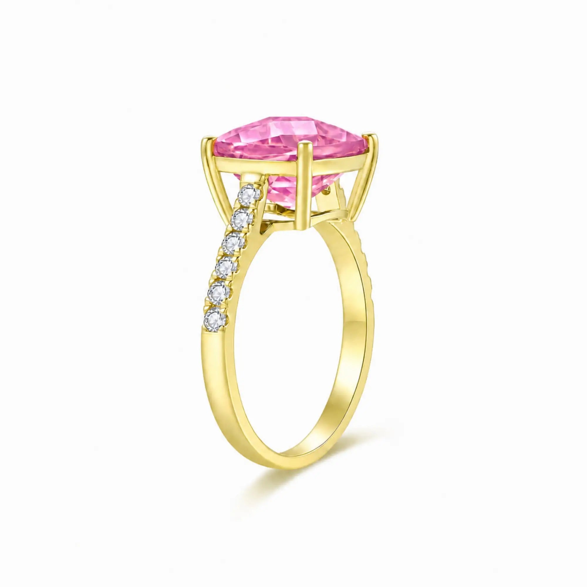 Radiant Cushion Lab-Grown Morganite Diamond Ring in 14k yellow gold