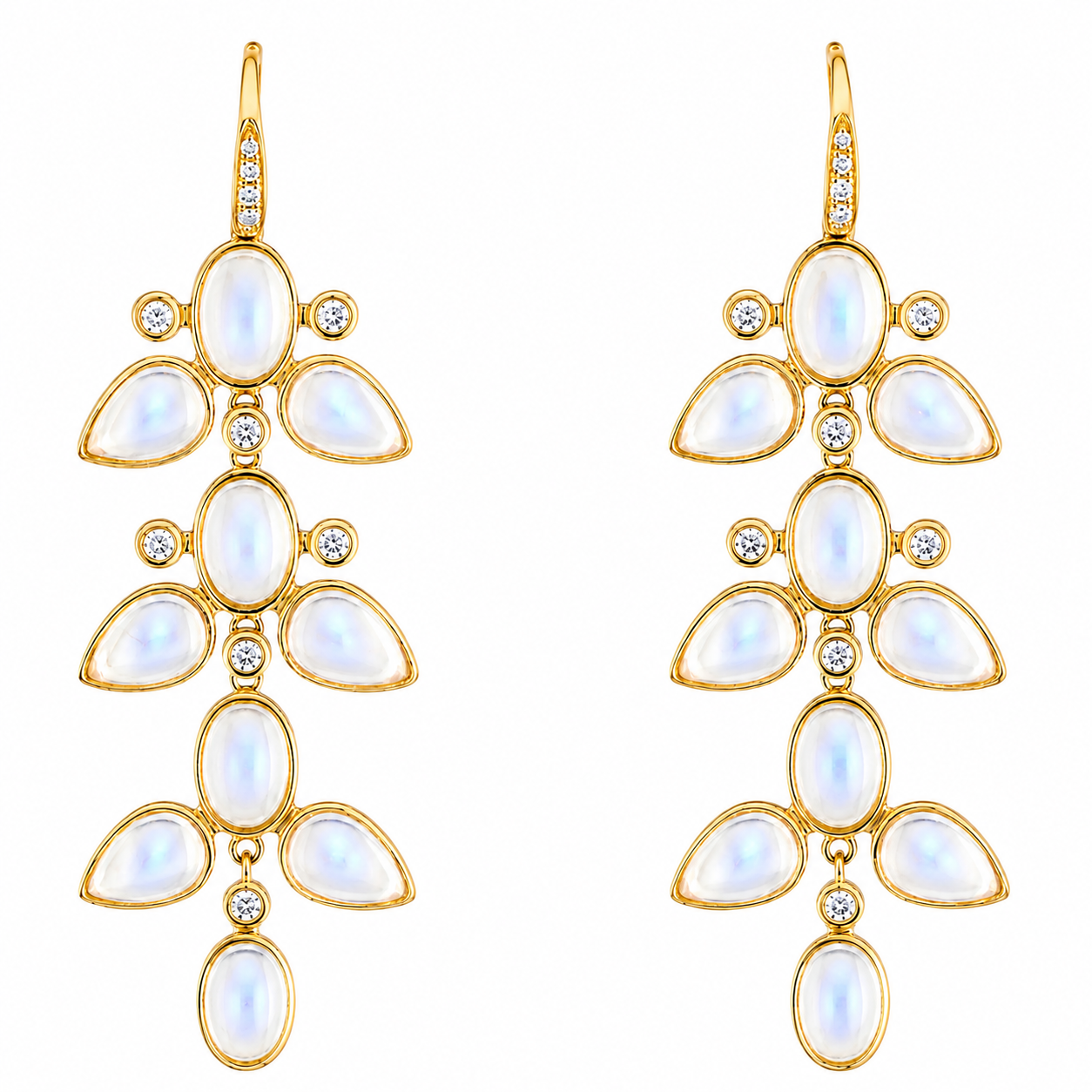 Custom Moonstone Diamond Chandelier Earrings