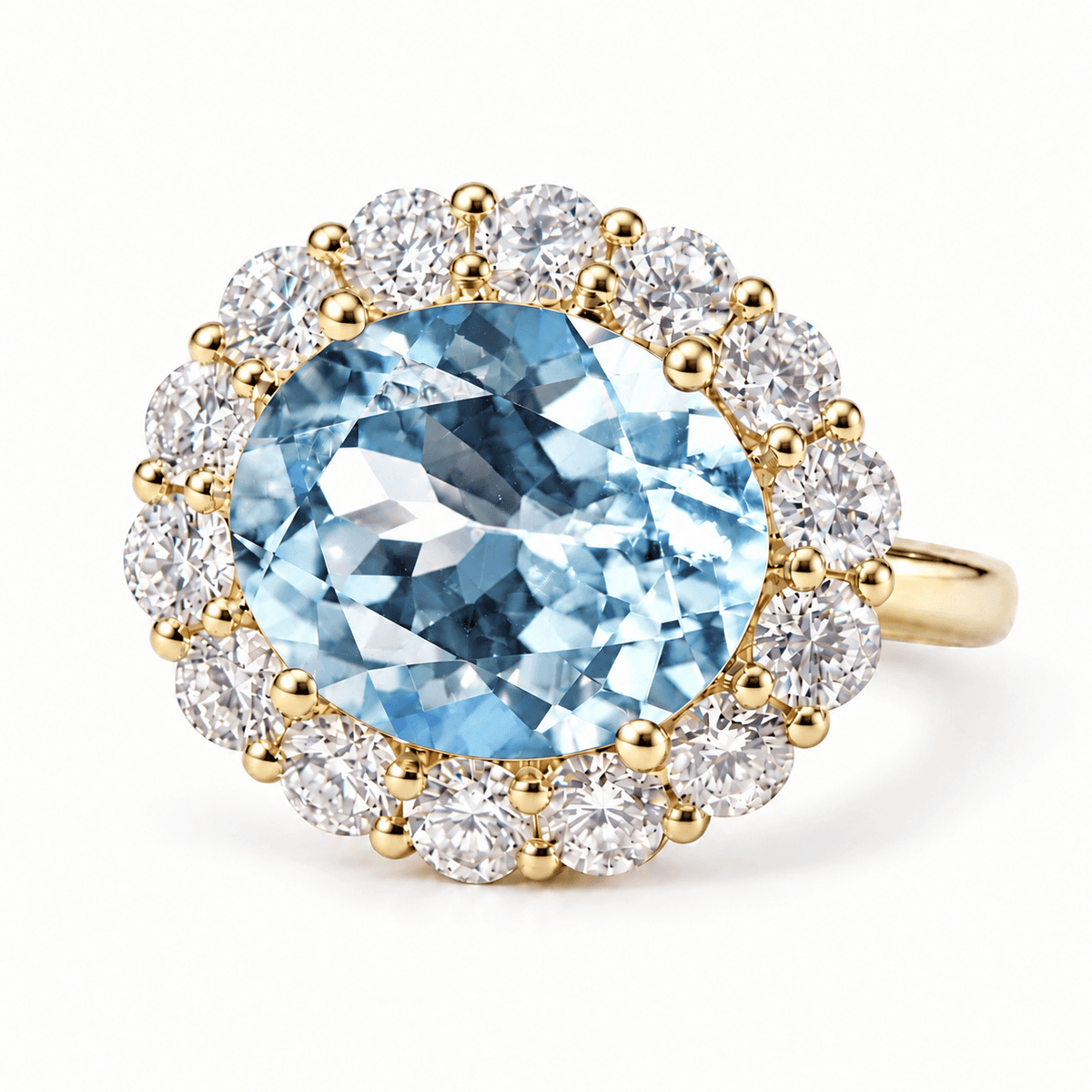 Eden Halo 4.34 ctw AIGS Certified Natural Aquamarine & Lab Diamond East-West Ring (One-of-a-Kind)