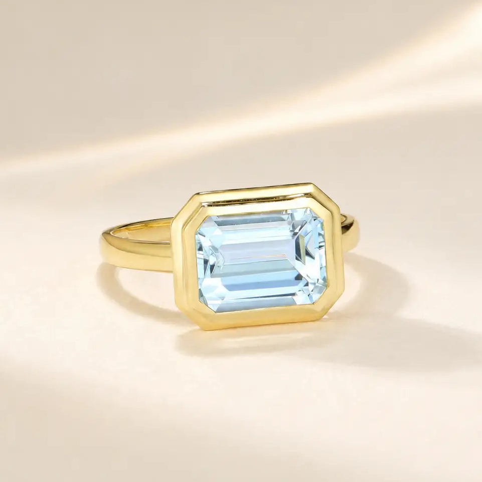 Bella Emerald-Cut Aquamarine Ring