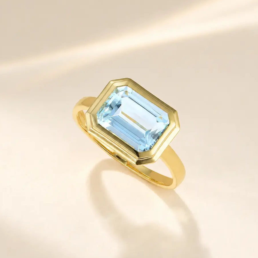 Bella Emerald-Cut Aquamarine Ring
