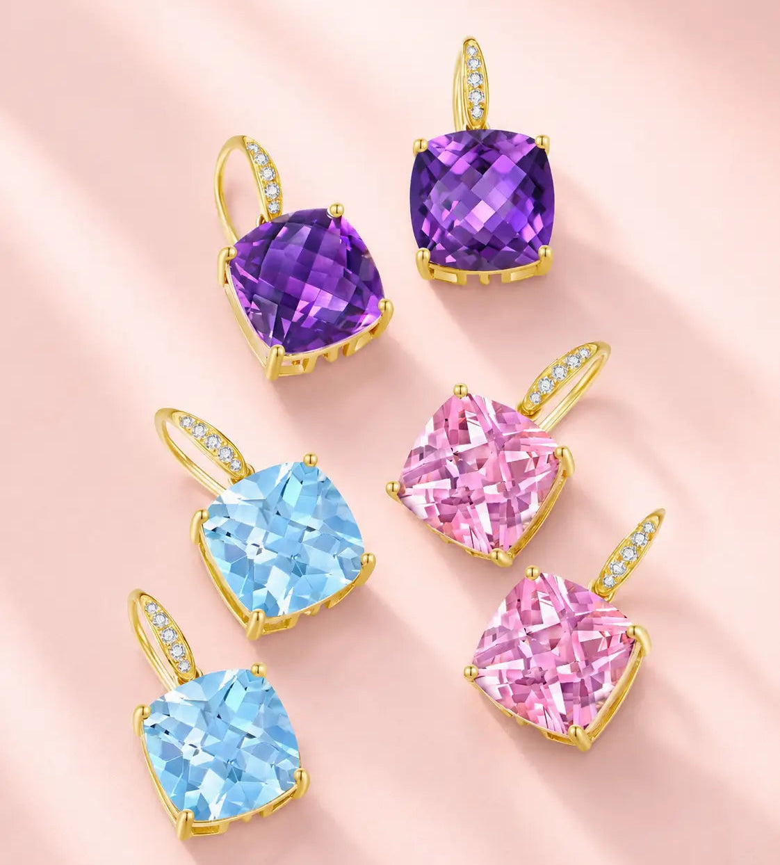 Radiant Cushion Topaz Diamond Drop Earrings