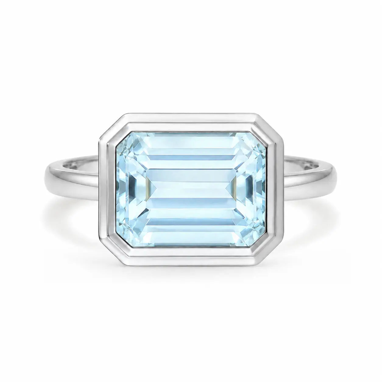 Custom Bella 2.2CTW Emerald-Cut Aquamarine Ring in Platinum