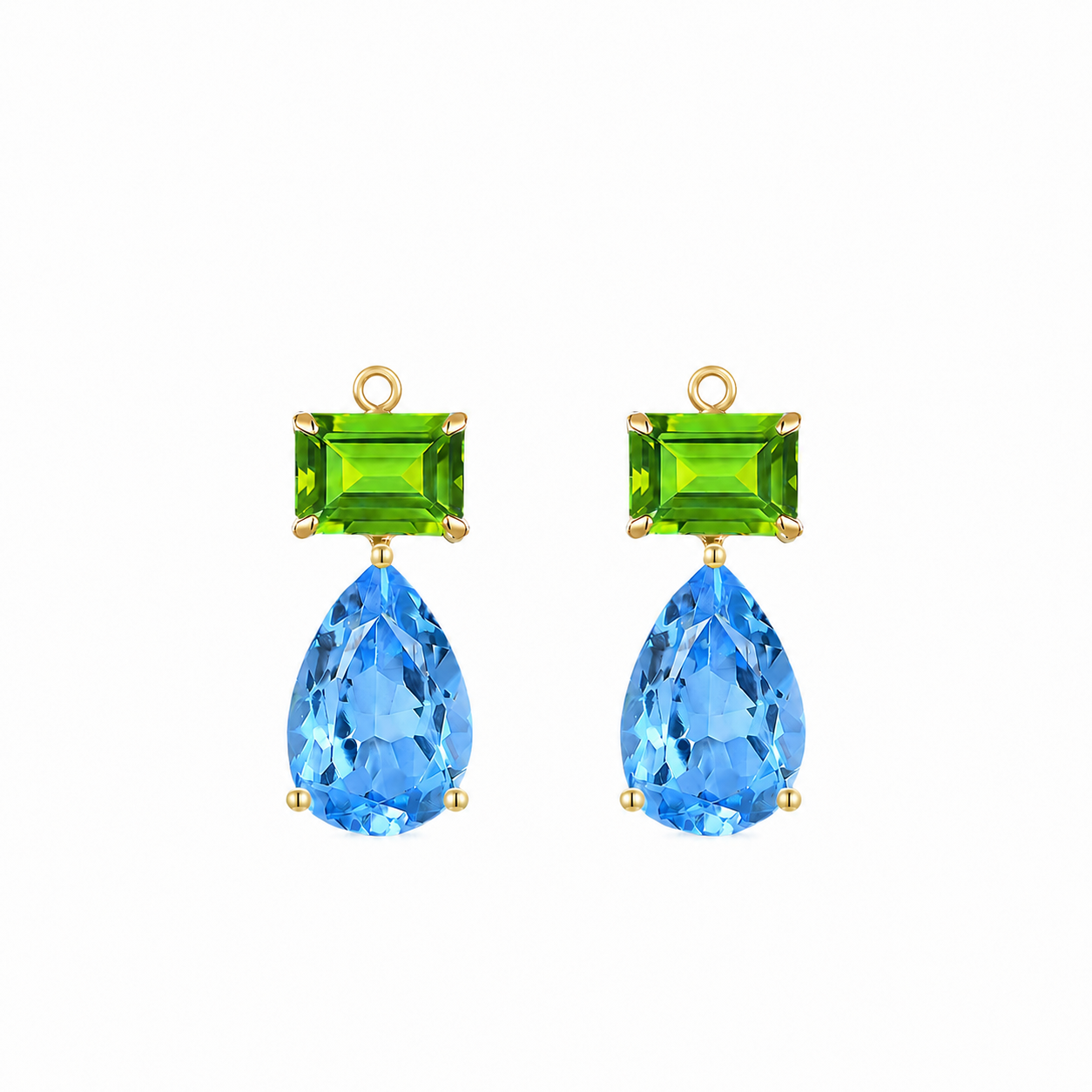 GemFusion Topaz Peridot Diamond Convertible Drop Earrings