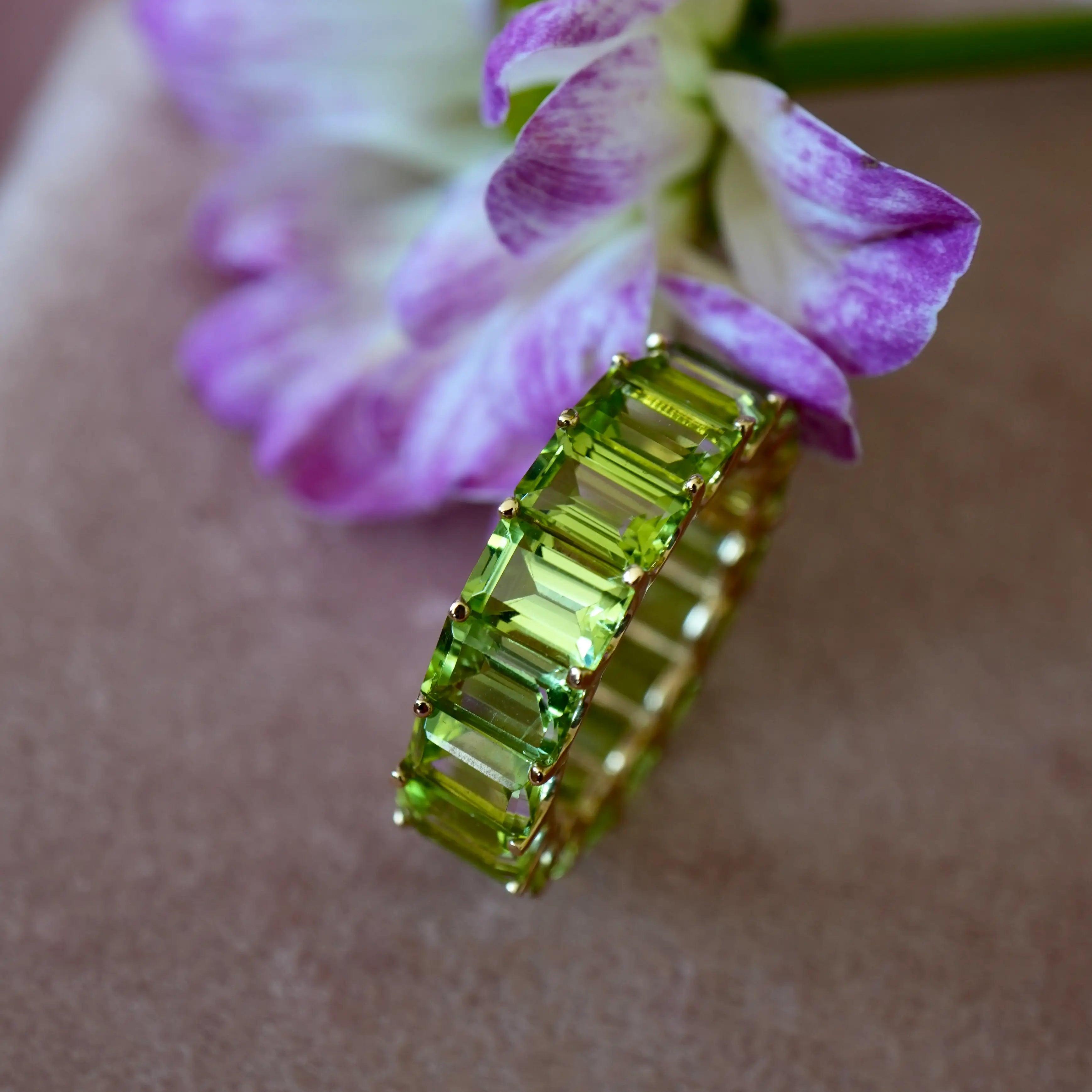 Nora Emerald-Cut Peridot Eternity Ring
