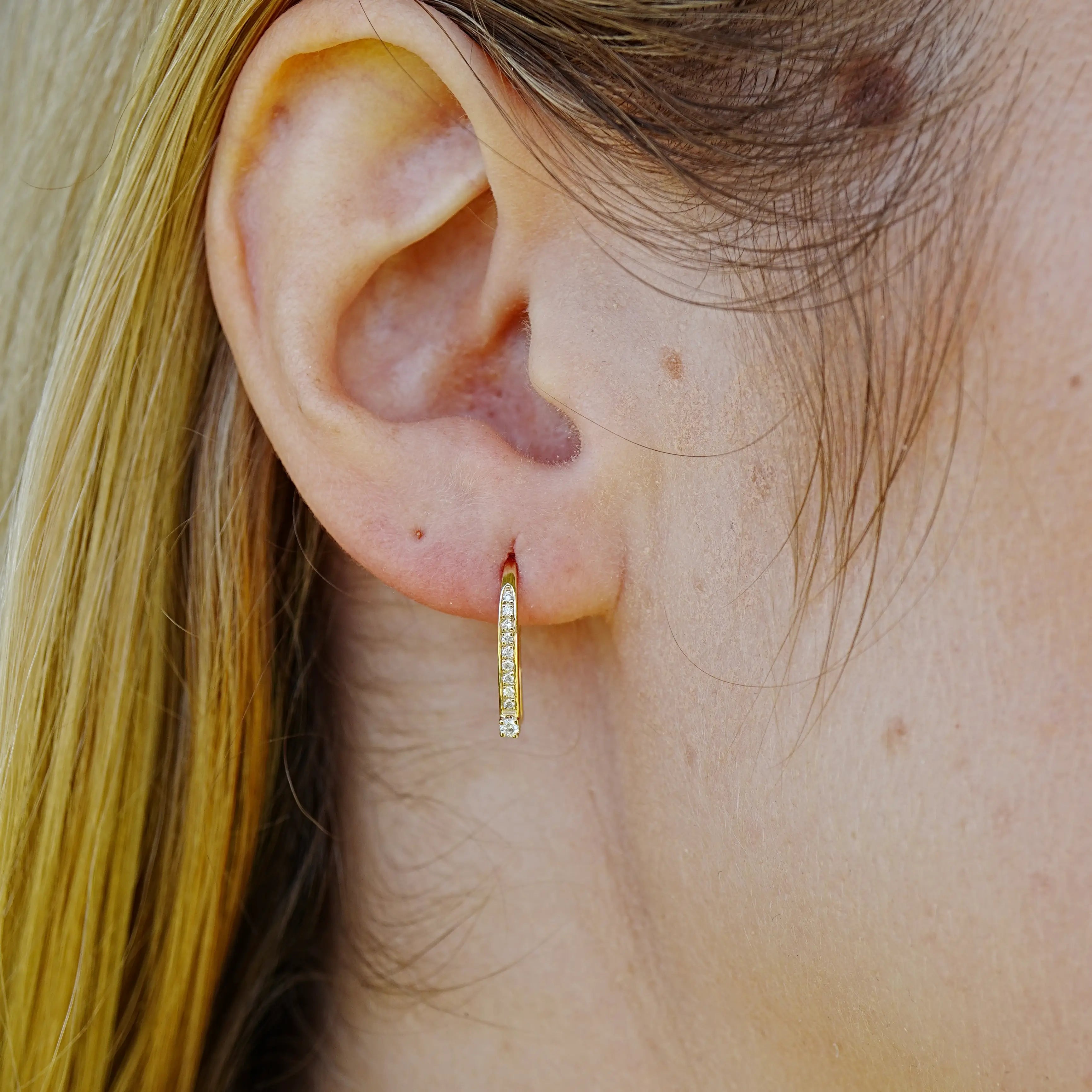 Natural Diamond Convertible Hook Earrings 14k Yellow Gold