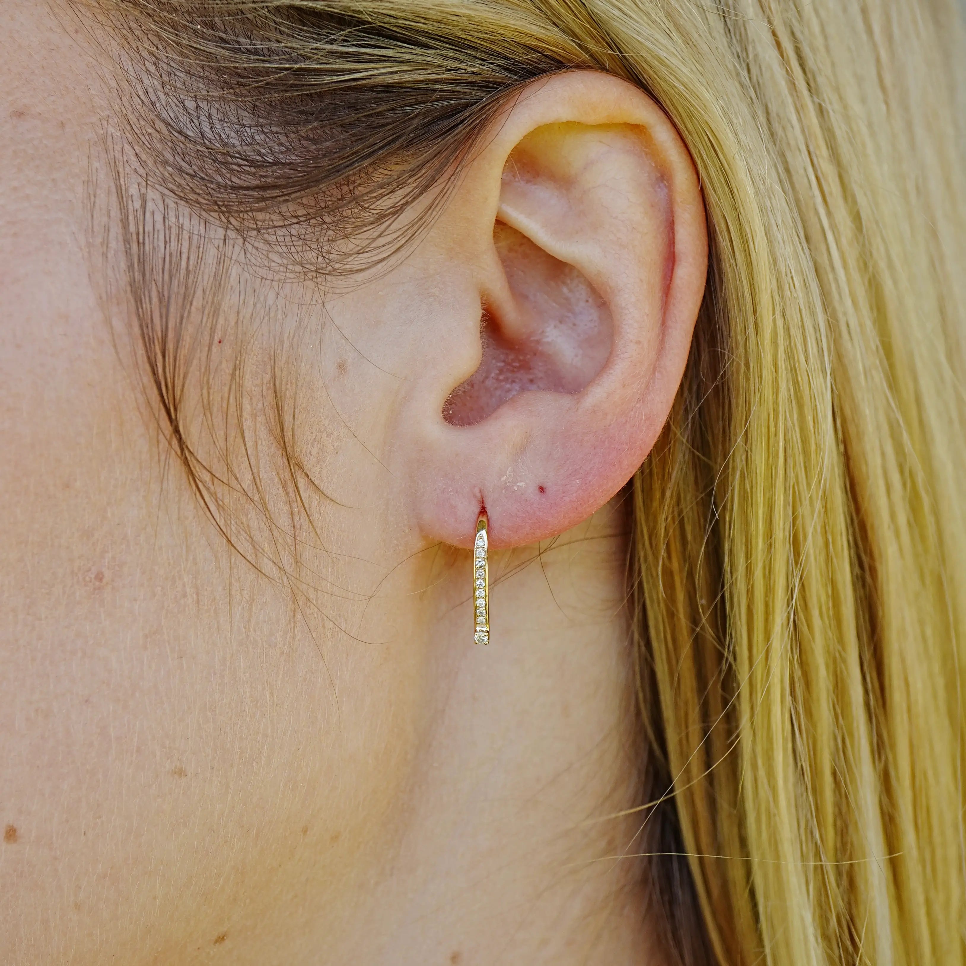 Natural Diamond Convertible Hook Earrings 14k Yellow Gold