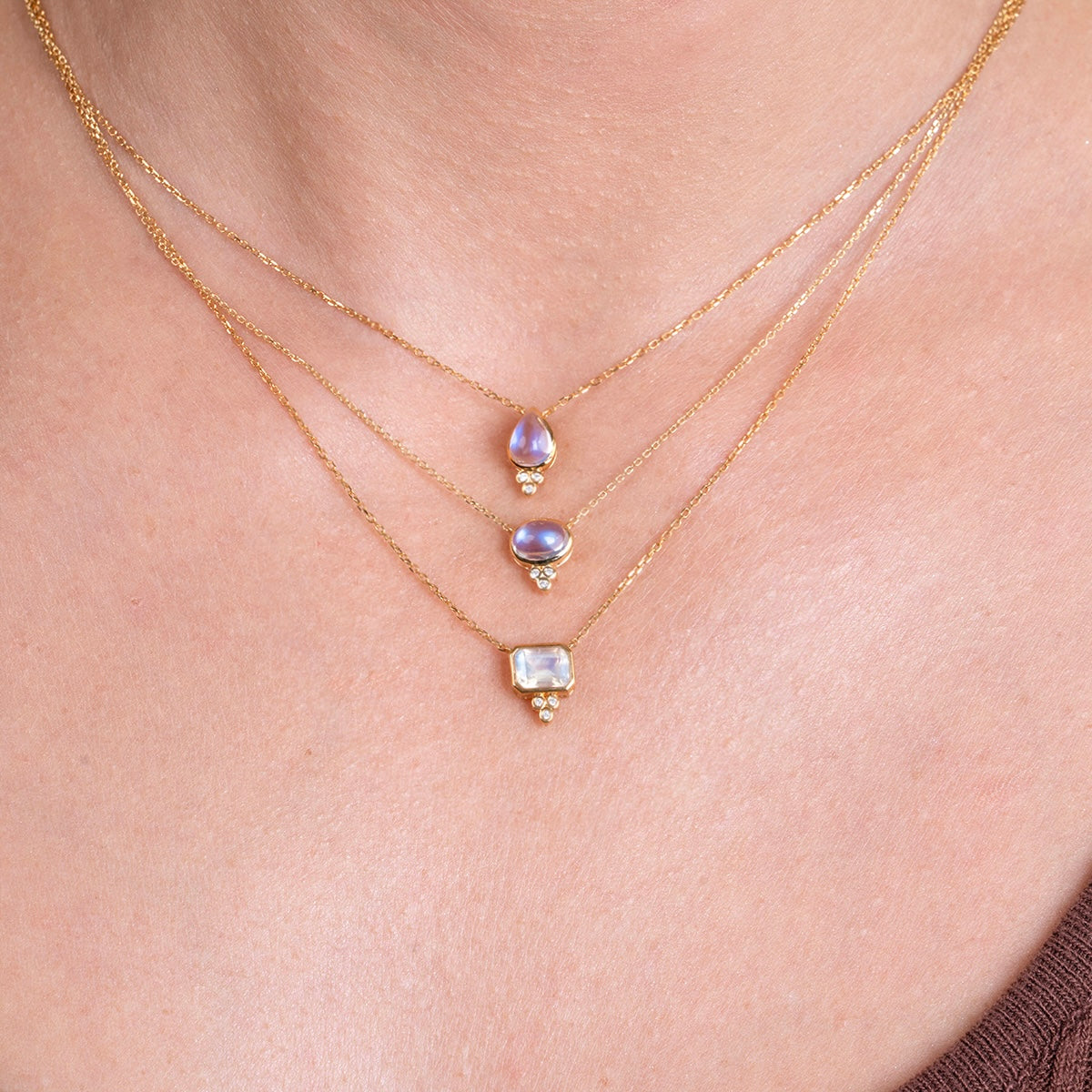 Ayla Oval Moonstone Diamond Baroque Pearl Necklace
