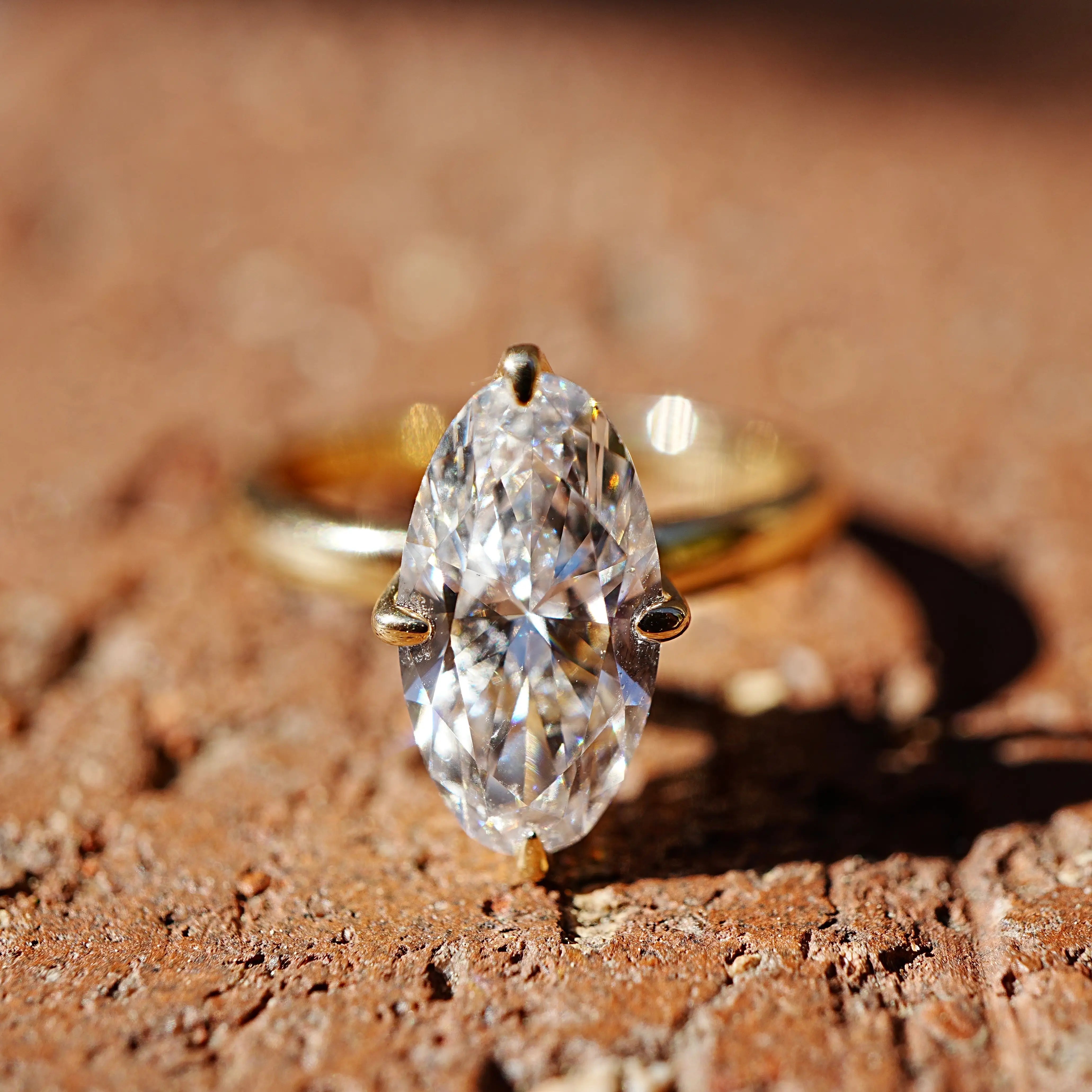 Kai Vela Moval Lab Grown Diamond Ring - 2ct in 14k yellow gold (One-of-a-Kind)