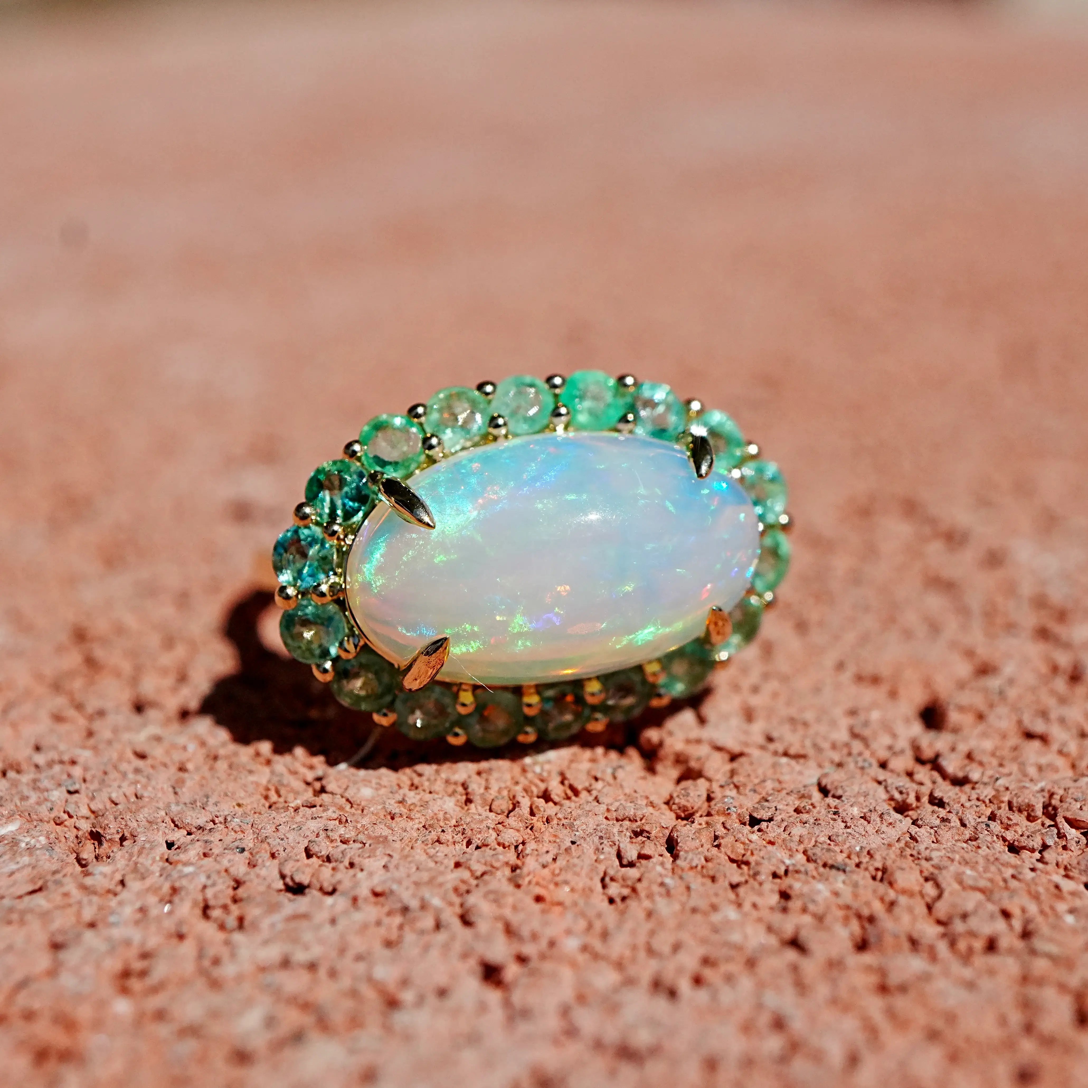 Eden Halo 6.21ctw Opal & Emerald East-West Ring (One-of-a-Kind)