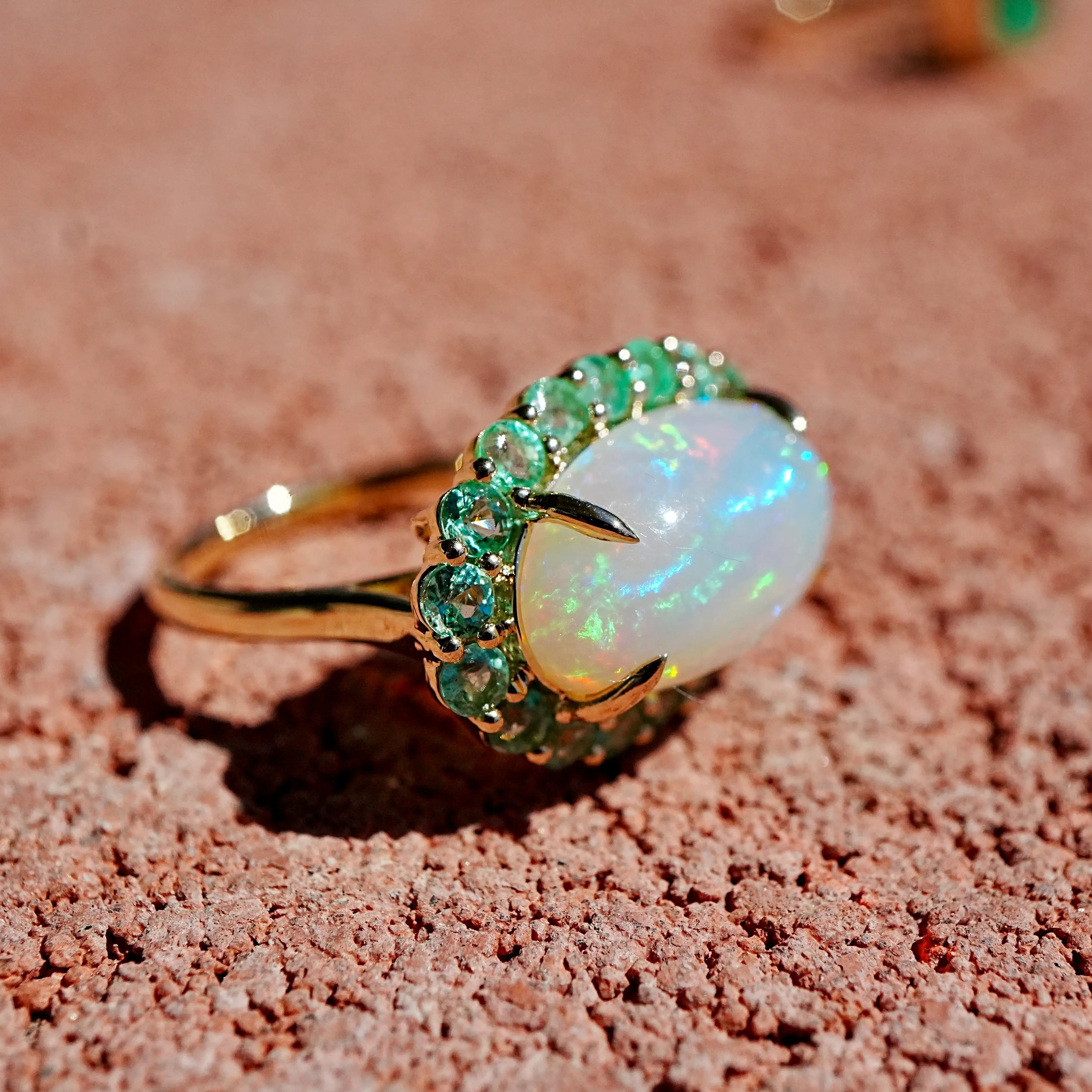 Eden Halo 6.21ctw Opal & Emerald East-West Ring (One-of-a-Kind)
