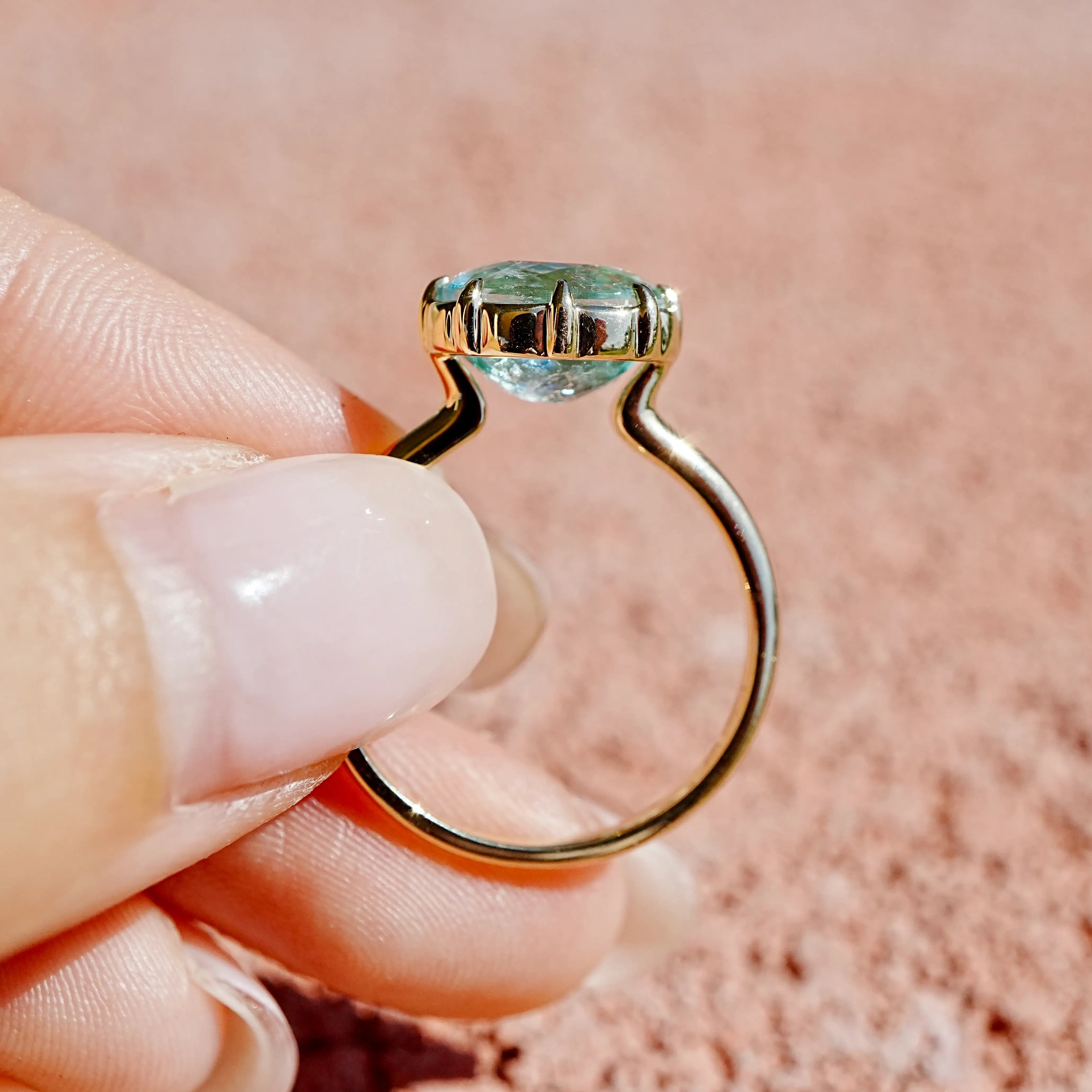 kai fine jewelry One-of-a-Kind Aurea AIGS Certified Natural Paraiba Tourmaline East-West Ring - 3.02ct