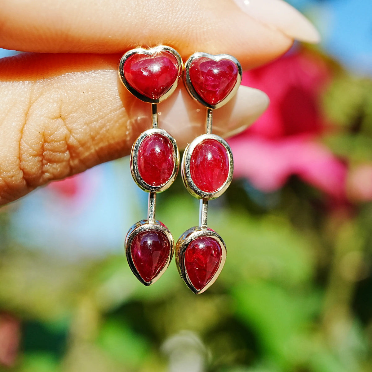 (SOLD) The Garland 6.73 ctw Natural Ruby Drop Earrings (One-of-a-Kind)
