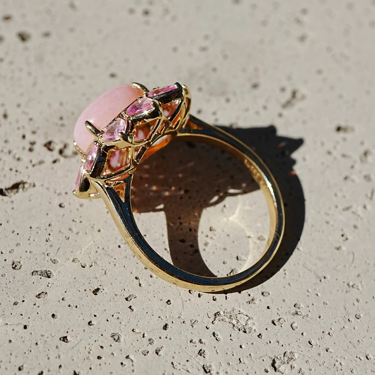 Bloom Halo 4.20ctw Natural Pink Opal & Pink Sapphire East-West Ring (One-of-a-Kind)
