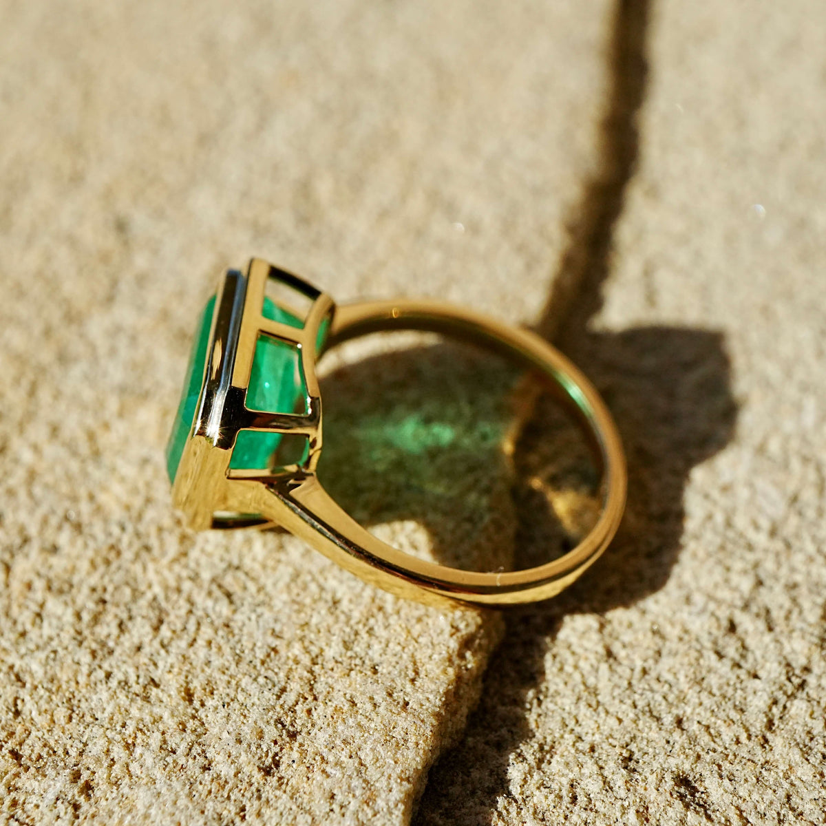 (SOLD) Bella Guild Certified 4.61ct Natural Emerald East-West Ring (One-of-a-Kind)