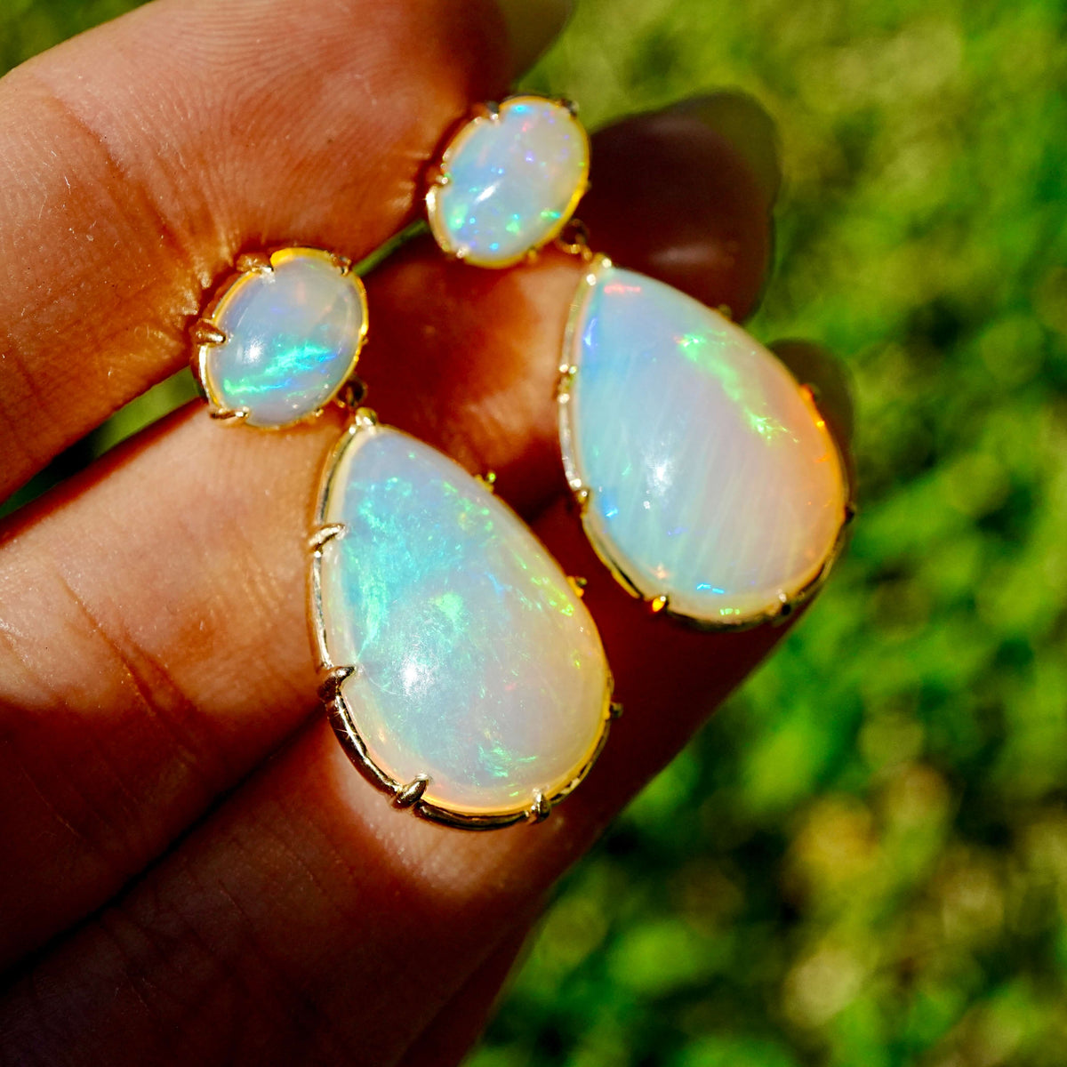 (SOLD) Aurea 16.00 ctw Natural Opal Drop Earrings (One-of-a-Kind)