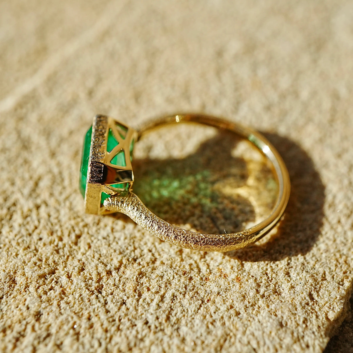 Aria Arch 2.35 ct Guild Certified Natural Emerald East-West Ring (One-of-a-Kind)
