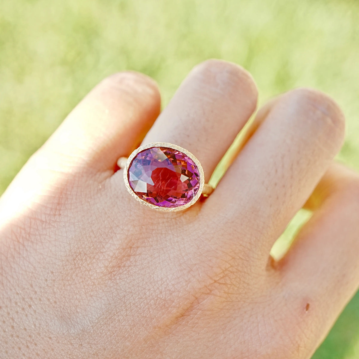 Aria Arch 8.32 ct Natural Rubellite Tourmaline East-West Ring (One-of-a-Kind)